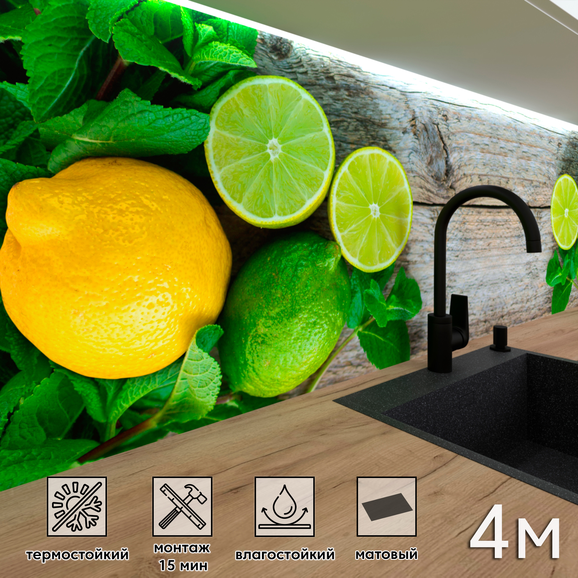 Изображение товара Стеновая панель матовая Фартукофф ФФ 400x60 см ПВХ разноцветная