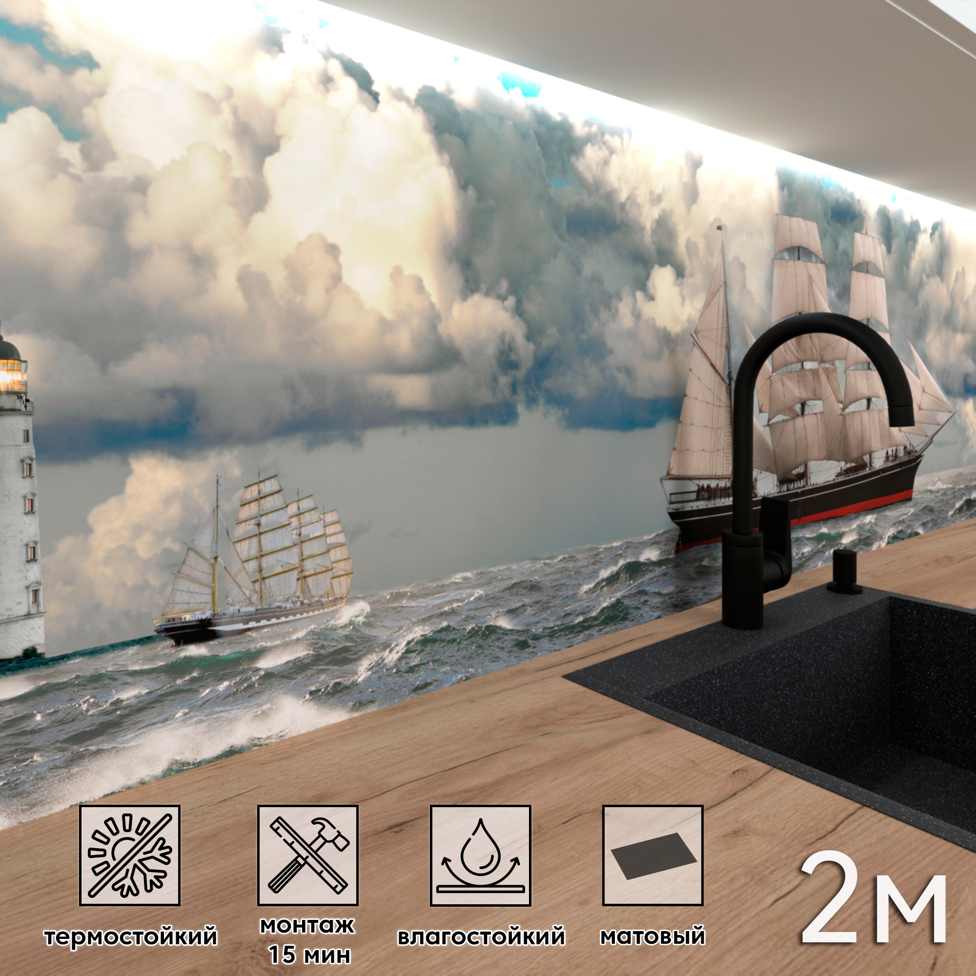 Изображение товара Стеновая панель матоваяФартукоффФФ-457 200x60x0.1 см ПВХ разноцветная