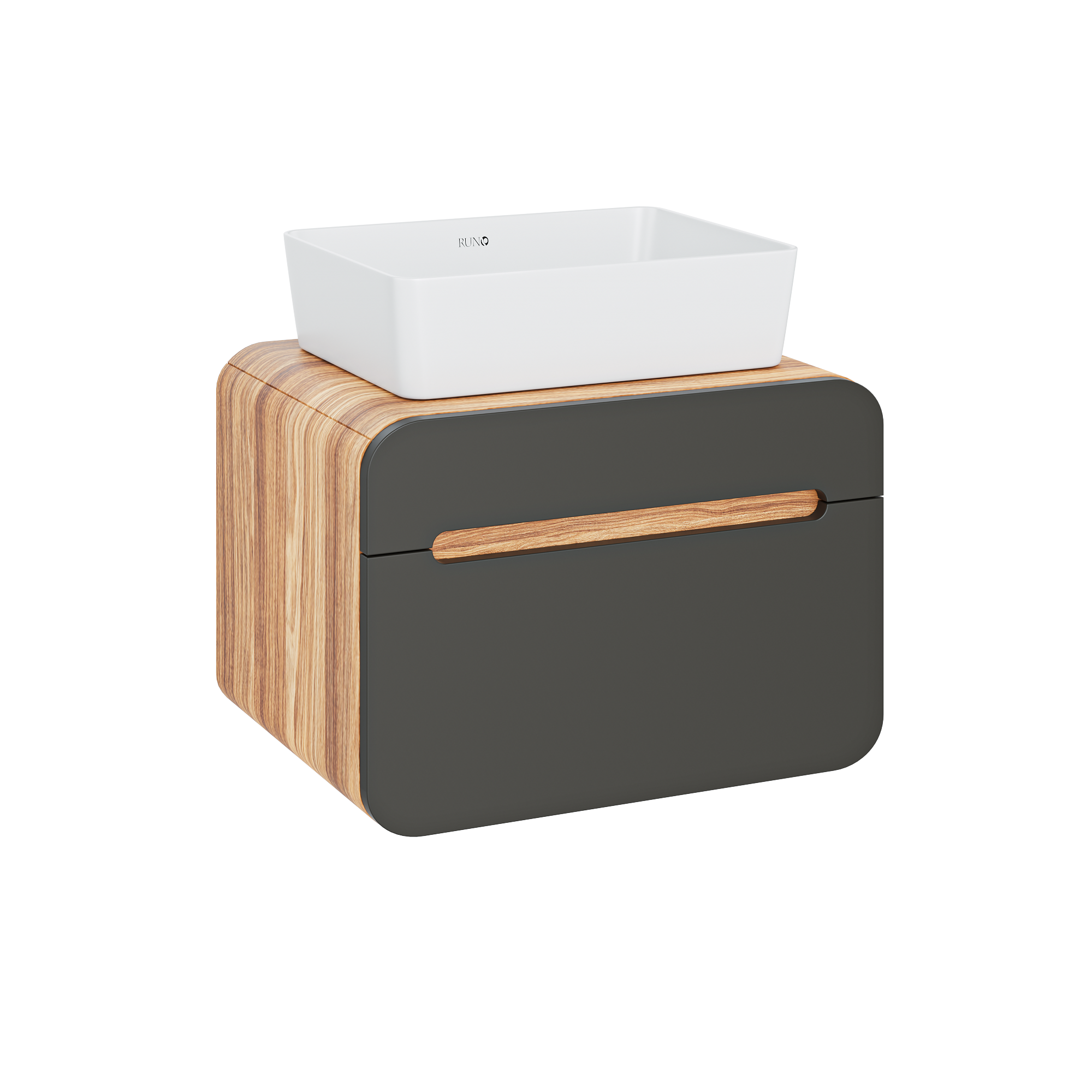 Изображение товара Тумба под раковину RUNO Ницца 60см с умывальником из фарфора стиль лофт и хай-тек