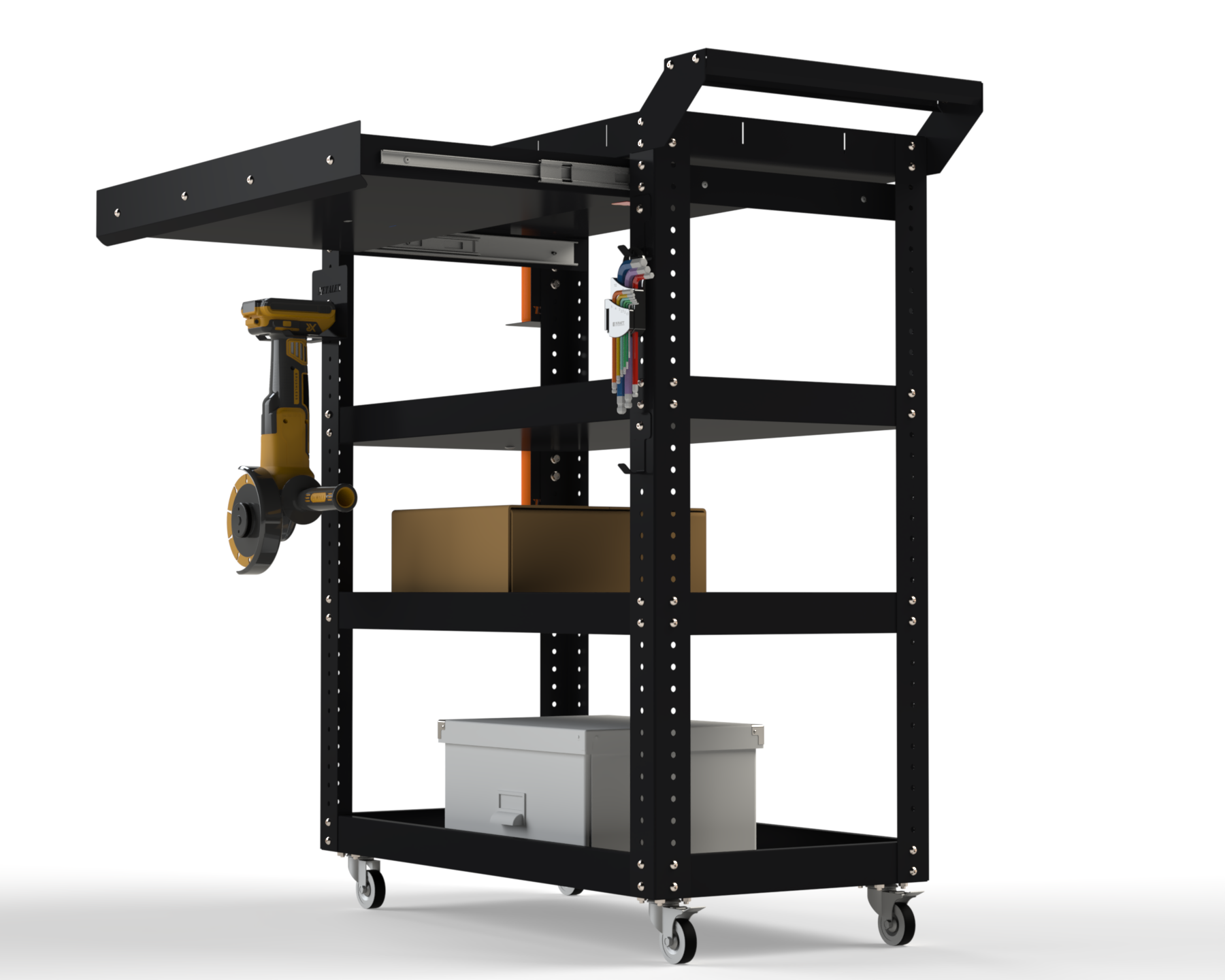 Изображение товара Тележка инструментальная Metalex 118668 с выдвижным ящиком и регулируемыми полками