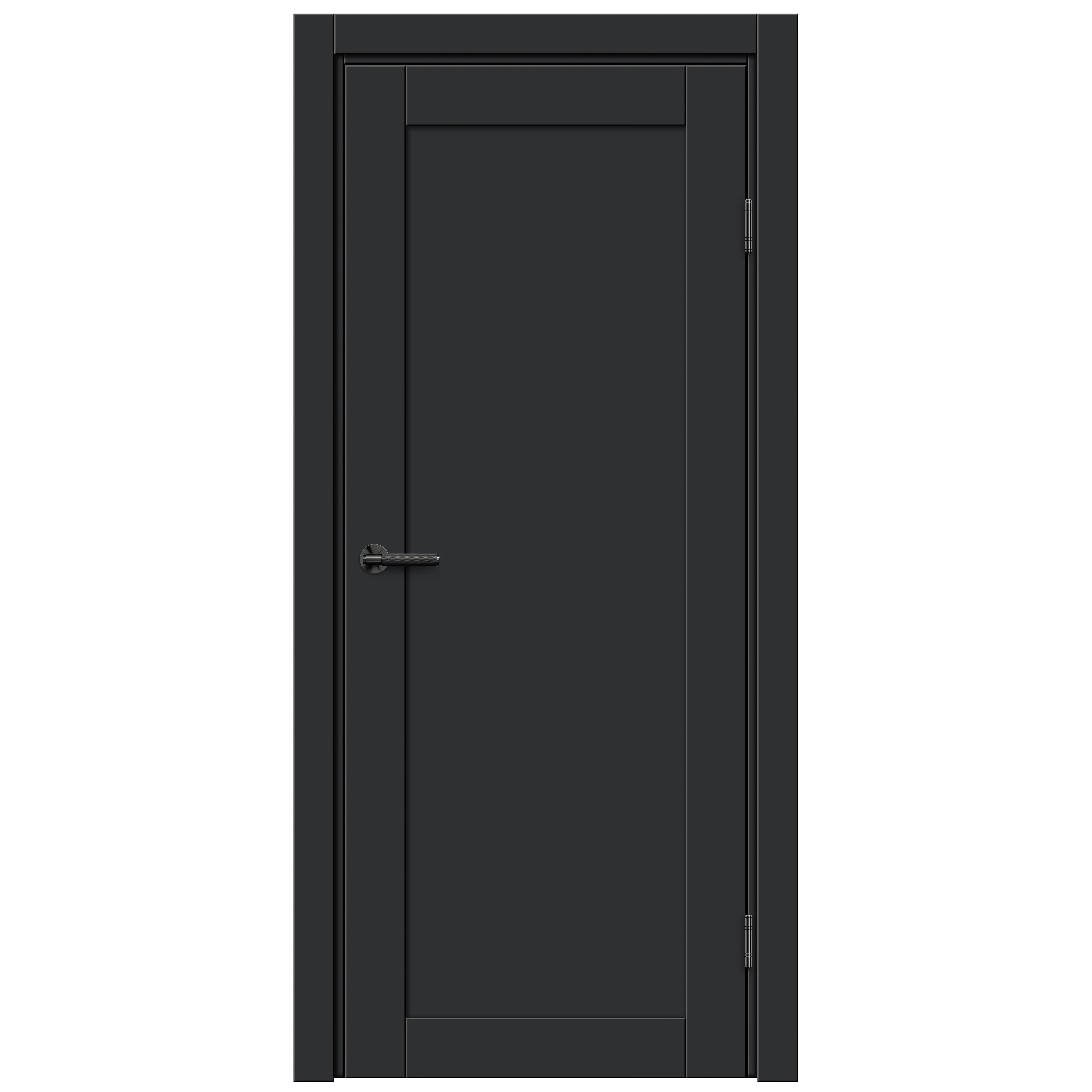 Дверь межкомнатная глухая Дестро 80x200 см Hardflex цвет стип антрацит с замком и петлями - 1