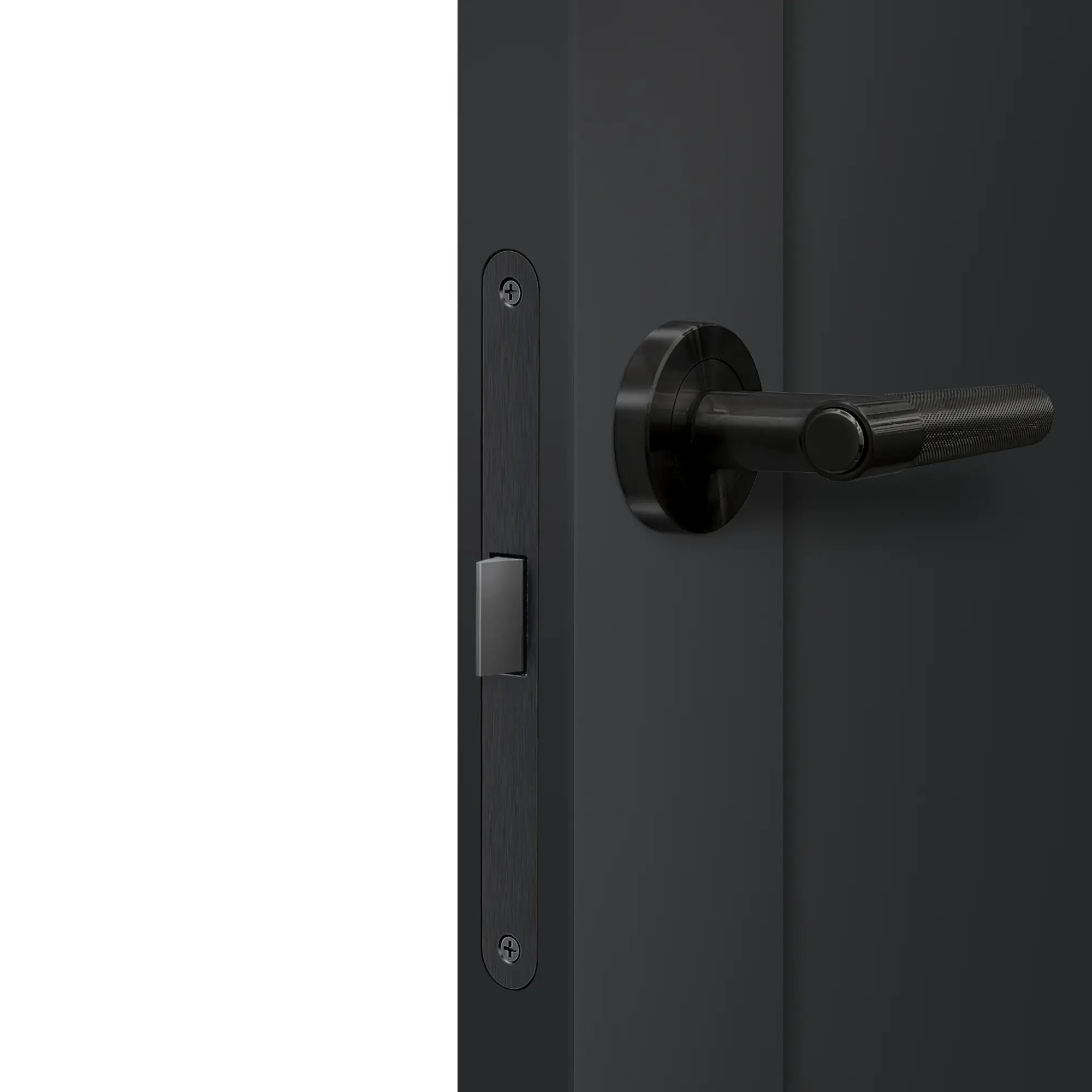 Дверь межкомнатная глухая Дестро 90x200 см Hardflex цвет стип антрацит с замком и петлями - 4