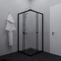 Изображение товара Душевой уголок Тритон Cube квадратный 90x90 см черный профиль прозрачное стекло
