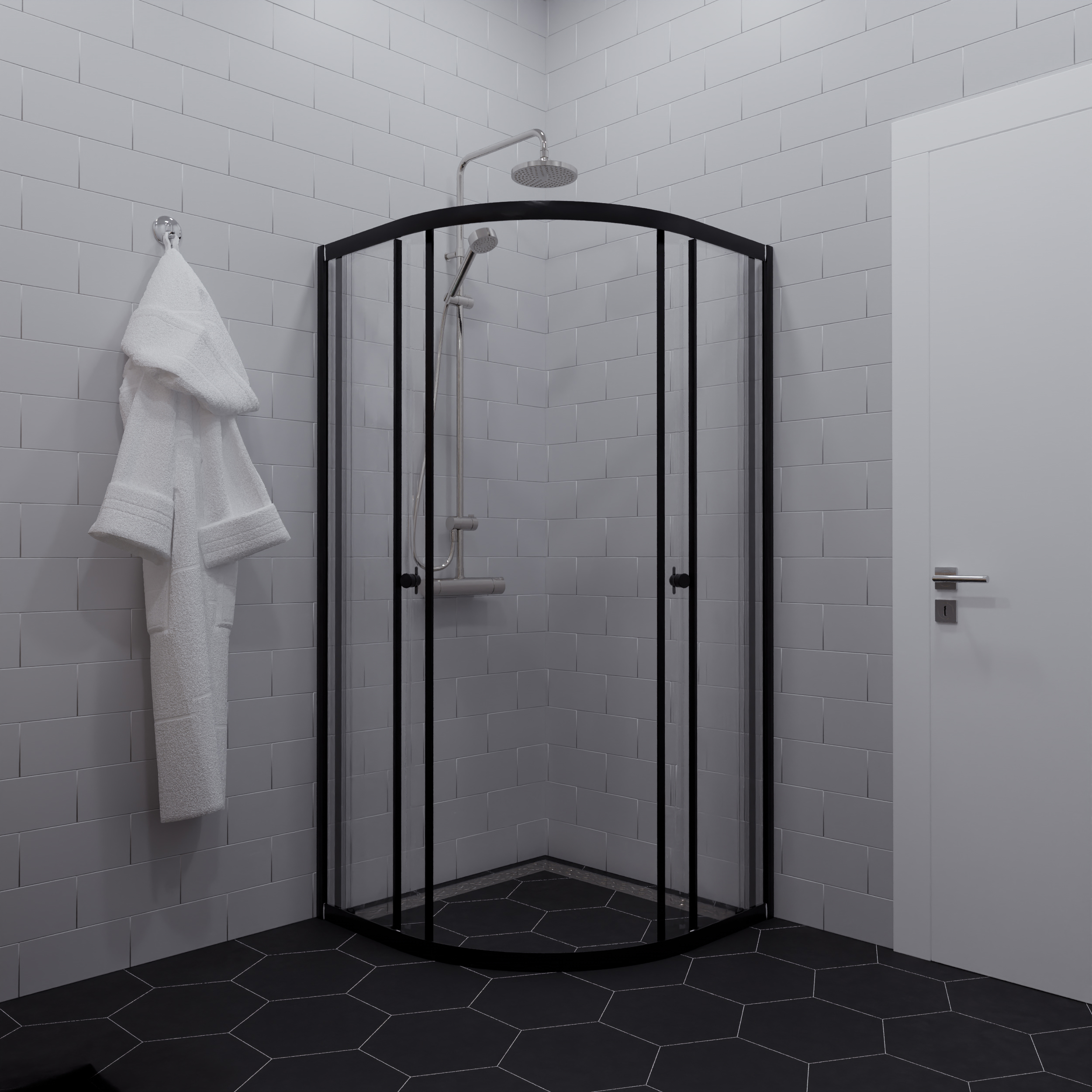 Изображение товара Душевой уголок Тритон Delight 1/4 круга 90x90 см черный профиль стекло