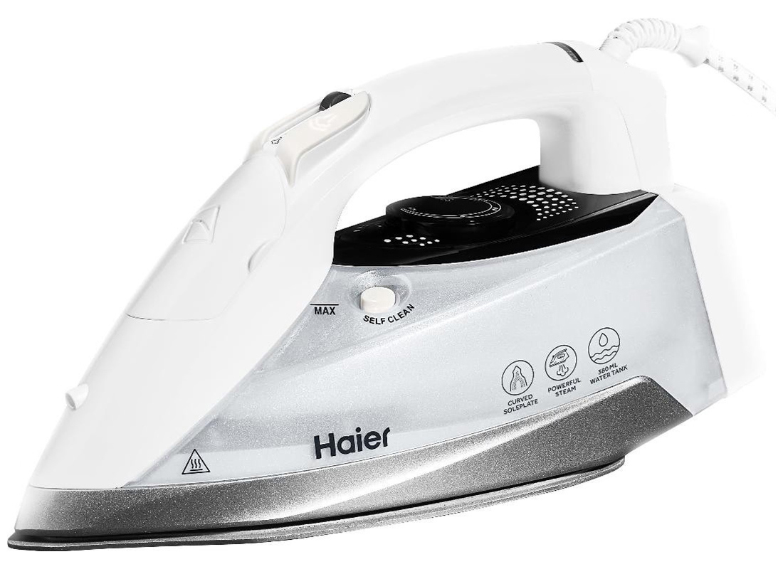 Изображение товара Утюг Haier HI-502 2700 Вт белый с функциями пара и вертикального отпаривания