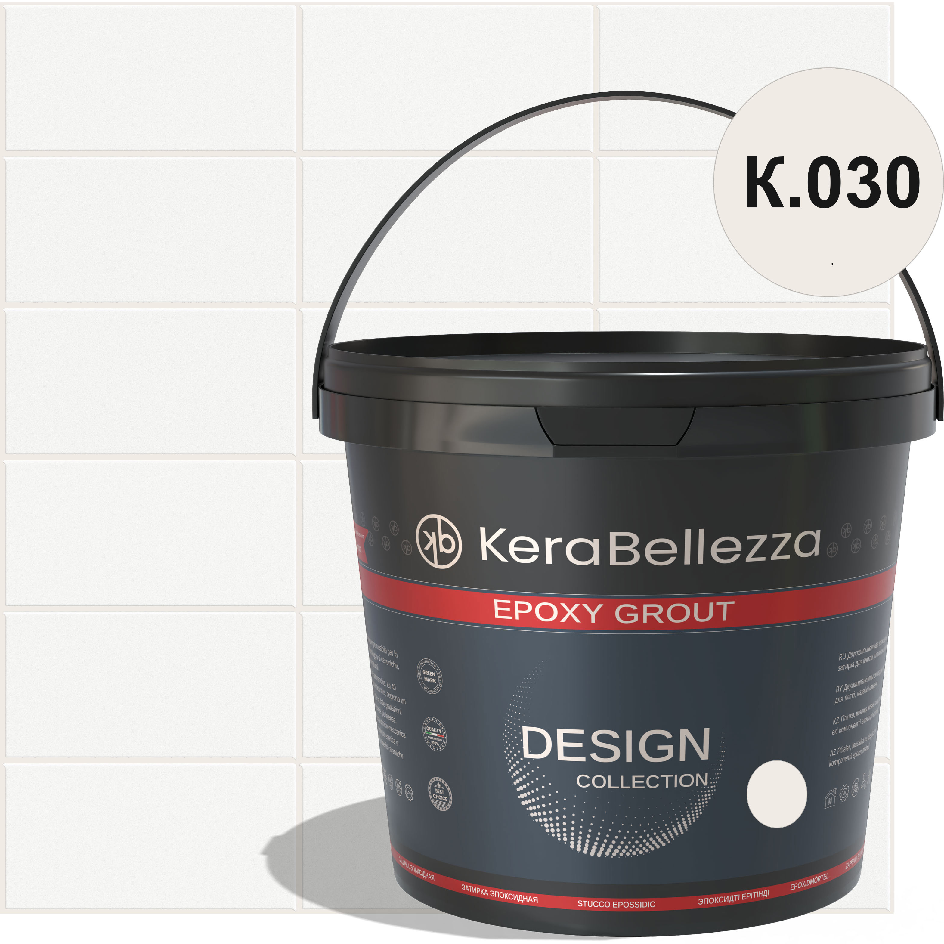 Изображение товара Цветная эпоксидная затирка KeraBellezza Design 030 Белоснежный 2 кг для швов и клея