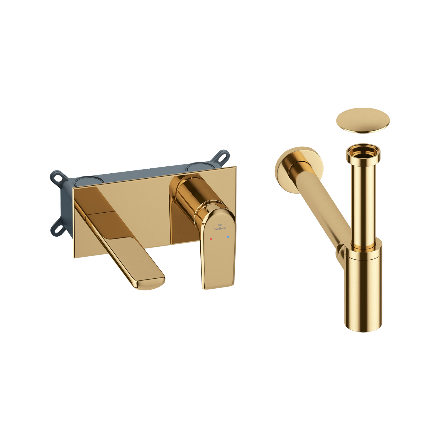 Изображение товара Смеситель для раковины Wellsee Icon! for life золото скрытого монтажа однорычажный