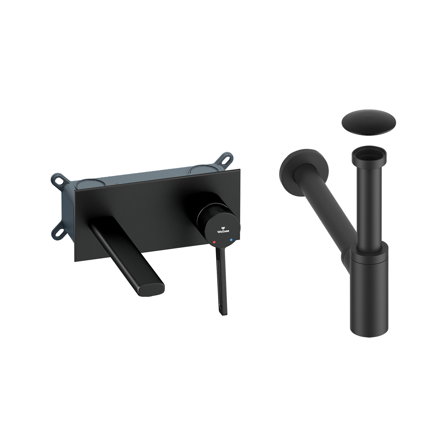 Изображение товара Смеситель для раковины Wellsee Once and forever однорычажный скрытый монтаж черный матовый