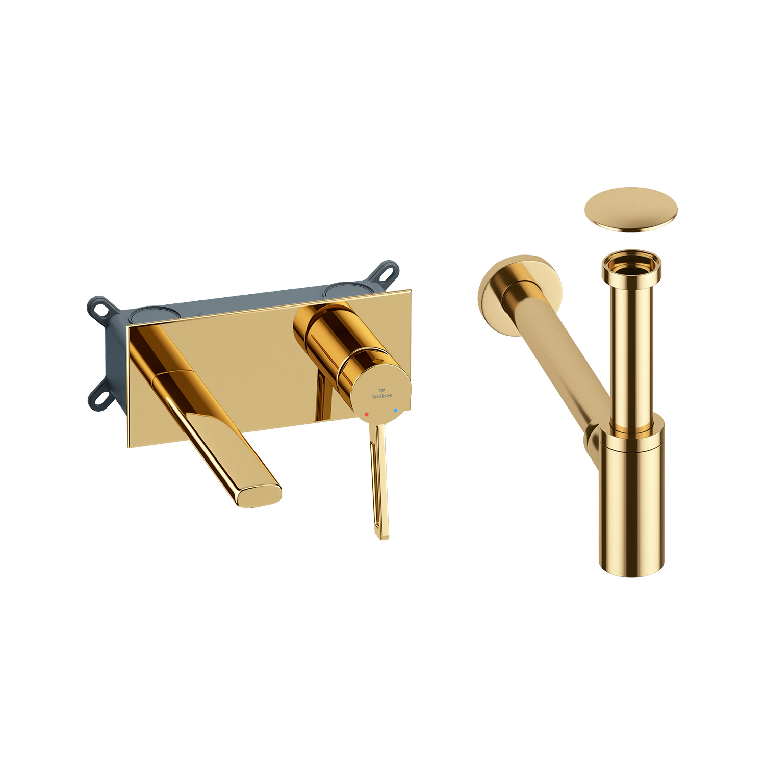 Изображение товара Смеситель для раковины Wellsee Once! and forever 201000458 золото скрытый монтаж