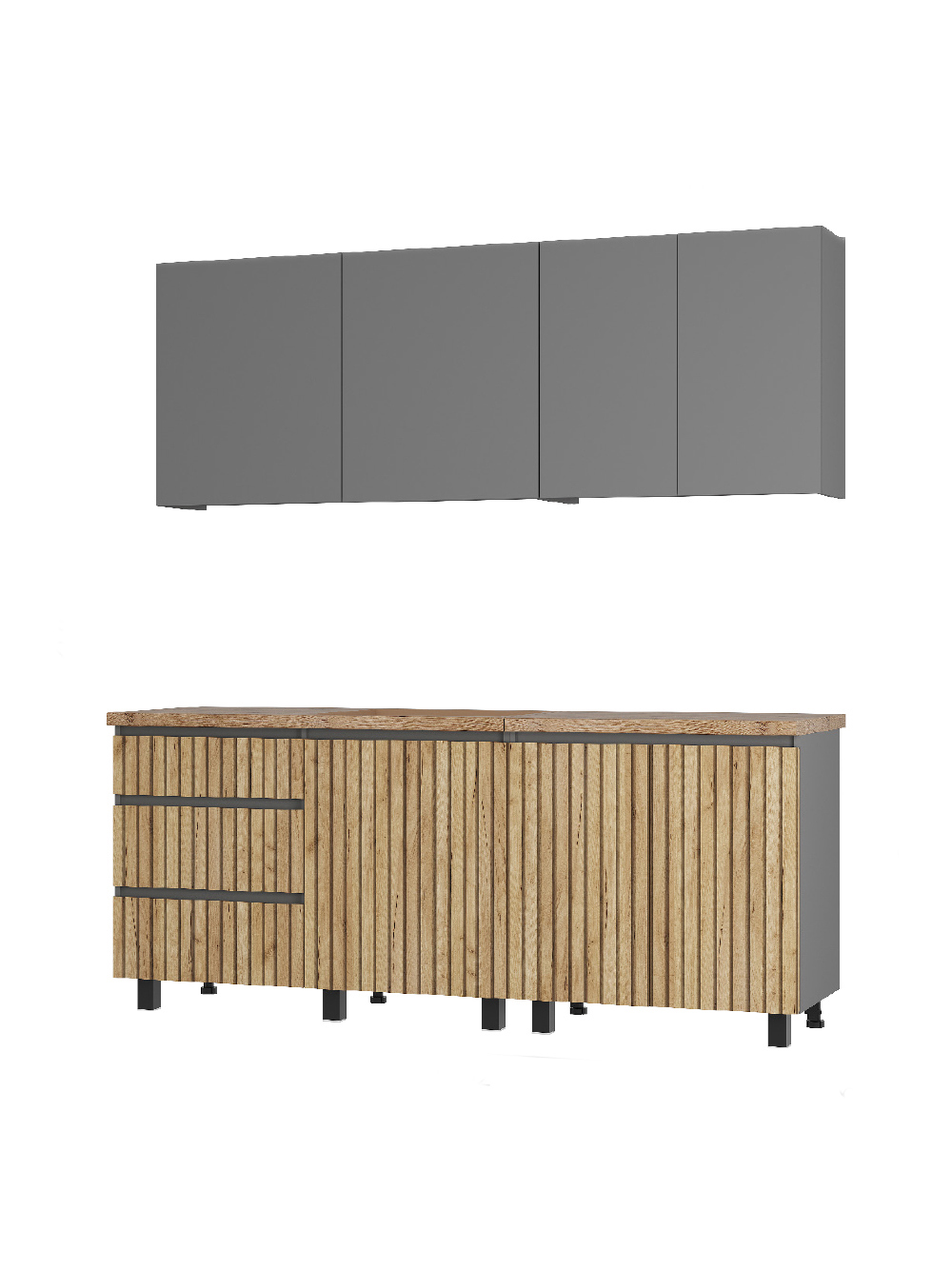 Изображение товара Кухонный гарнитур Bts Шерлок 200x217.8x60 см ЛДСП цвет графит