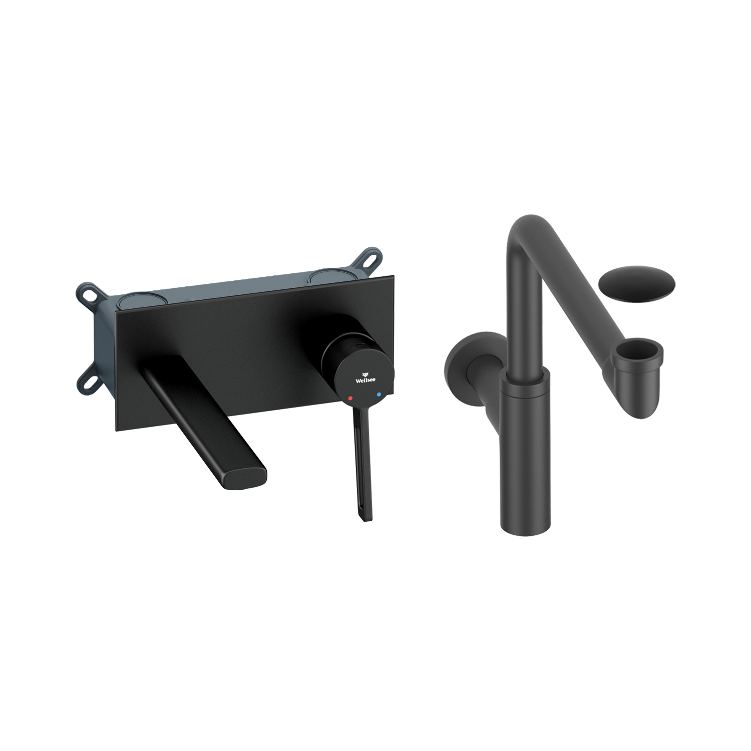 Изображение товара Стильный однорычажный смеситель для раковины Wellsee ONCE! and forever черный матовый