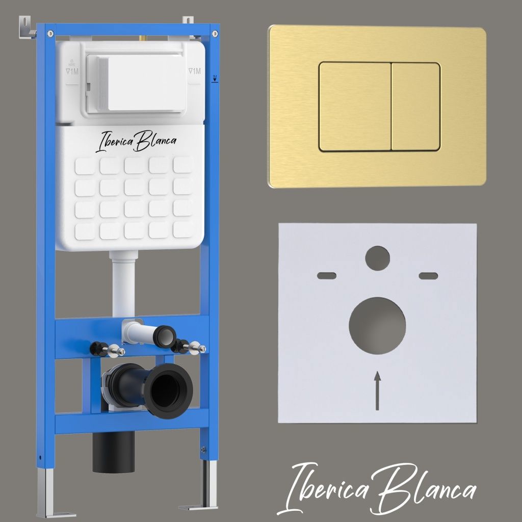 Изображение товара Инсталляция для унитаза Iberica Blanca IB001.115 с механическим двухрежимным сливом и регулируемой 