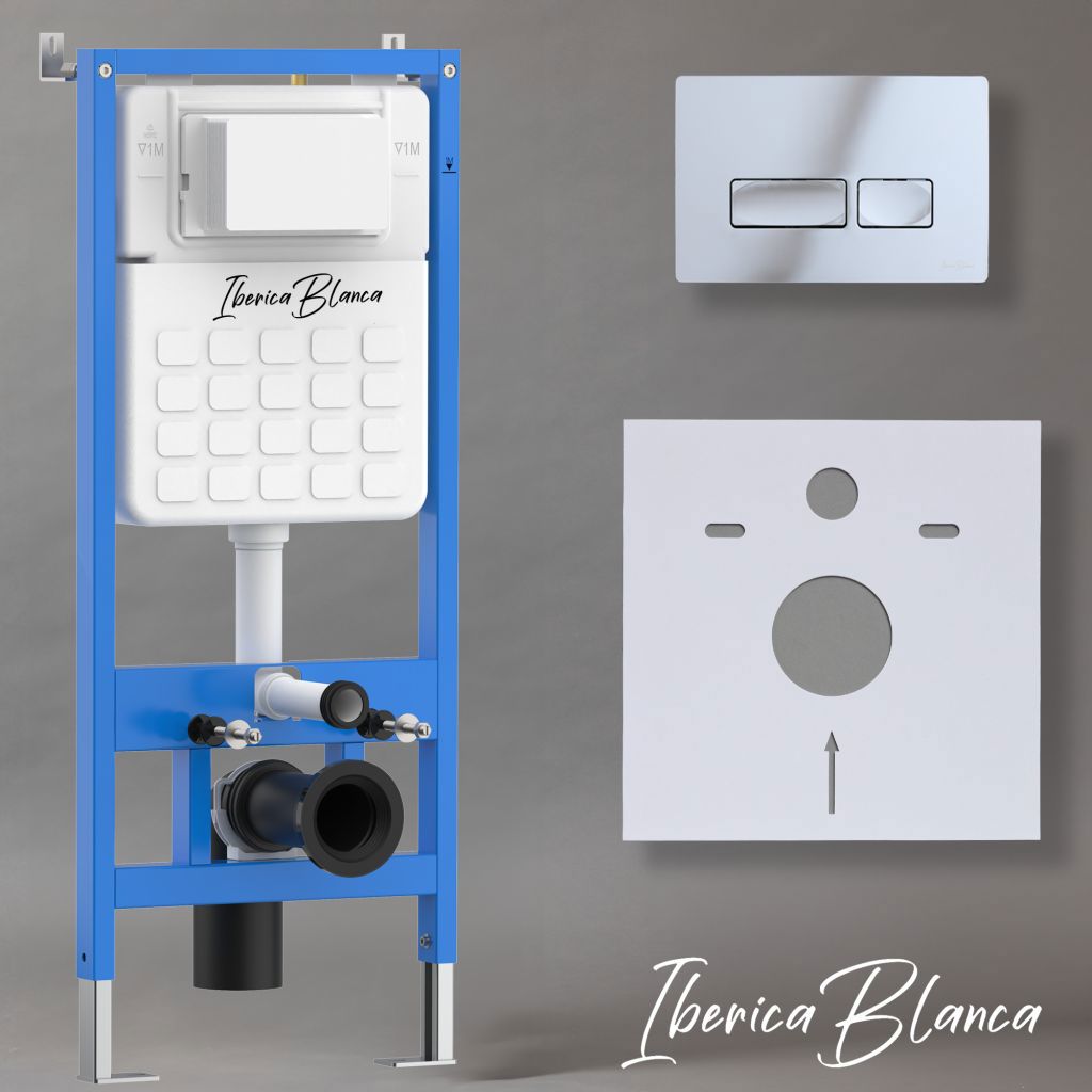Изображение товара Инсталляция для унитаза Iberica Blanca Ib001.213 с механическим сливом и регулируемой высотой