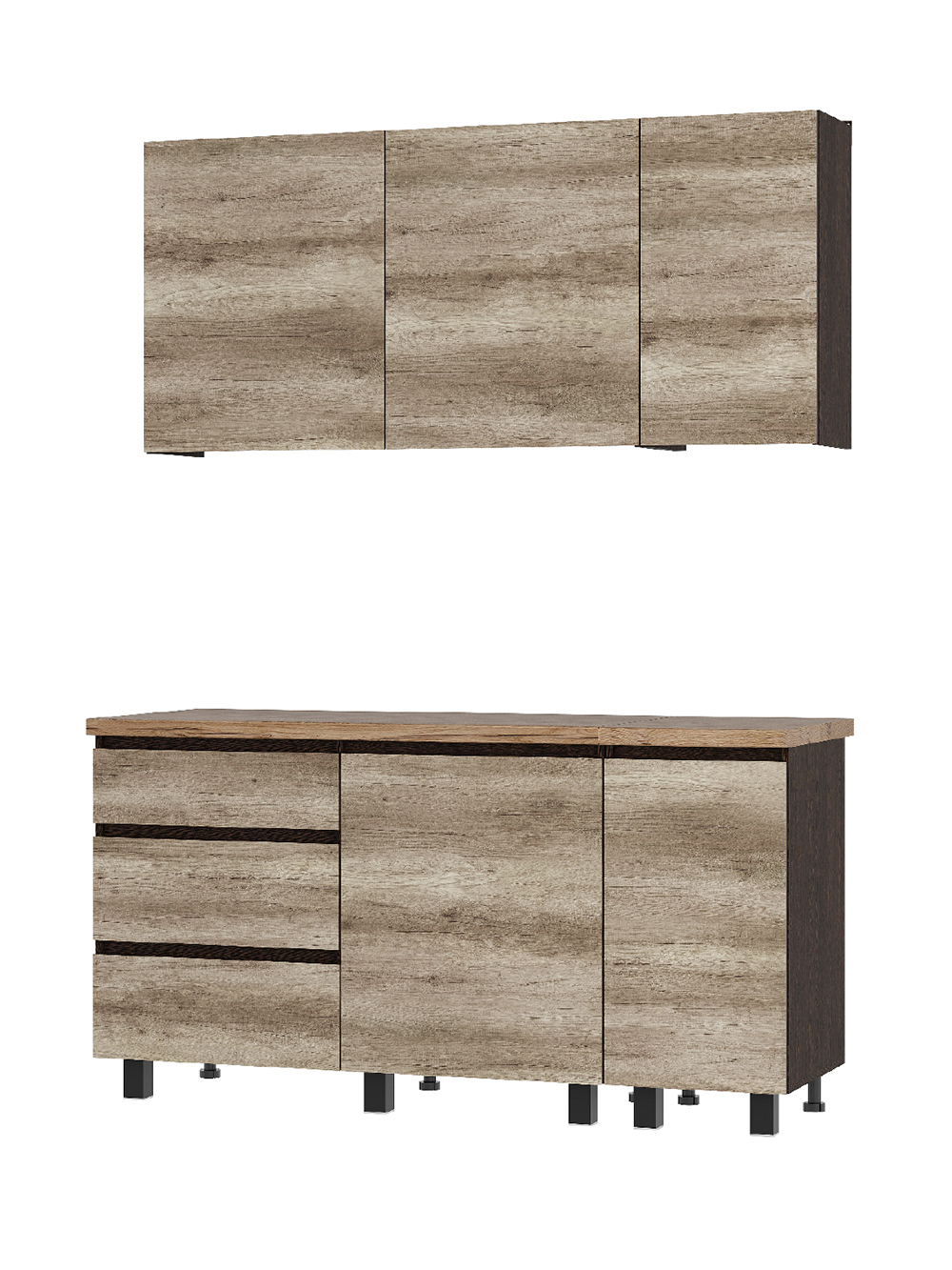 Изображение товара Кухонный гарнитур БТС Энигма 160x217.8 см с столешницей из Дуб кера