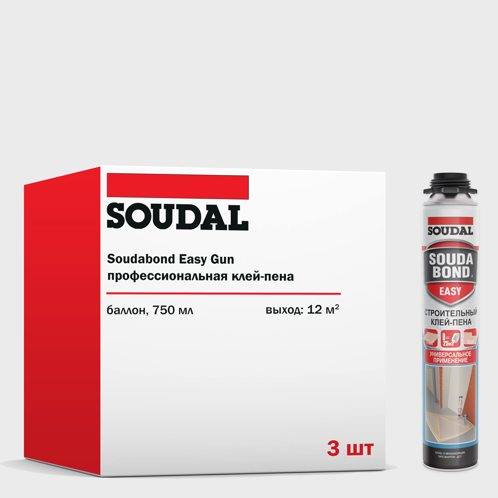 Изображение товара Пена монтажная профессиональная Soudal Easy Gun Mpsd.kp.03.003 45 летняя 750 мл 3 шт