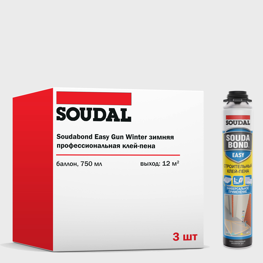 Изображение товара Пена монтажная Soudal Easy Gun Winter 750 мл для зимних строительных работ Изображение товара Пена монтажная Soudal Easy Gun Winter 750 мл для зимних строительных работ