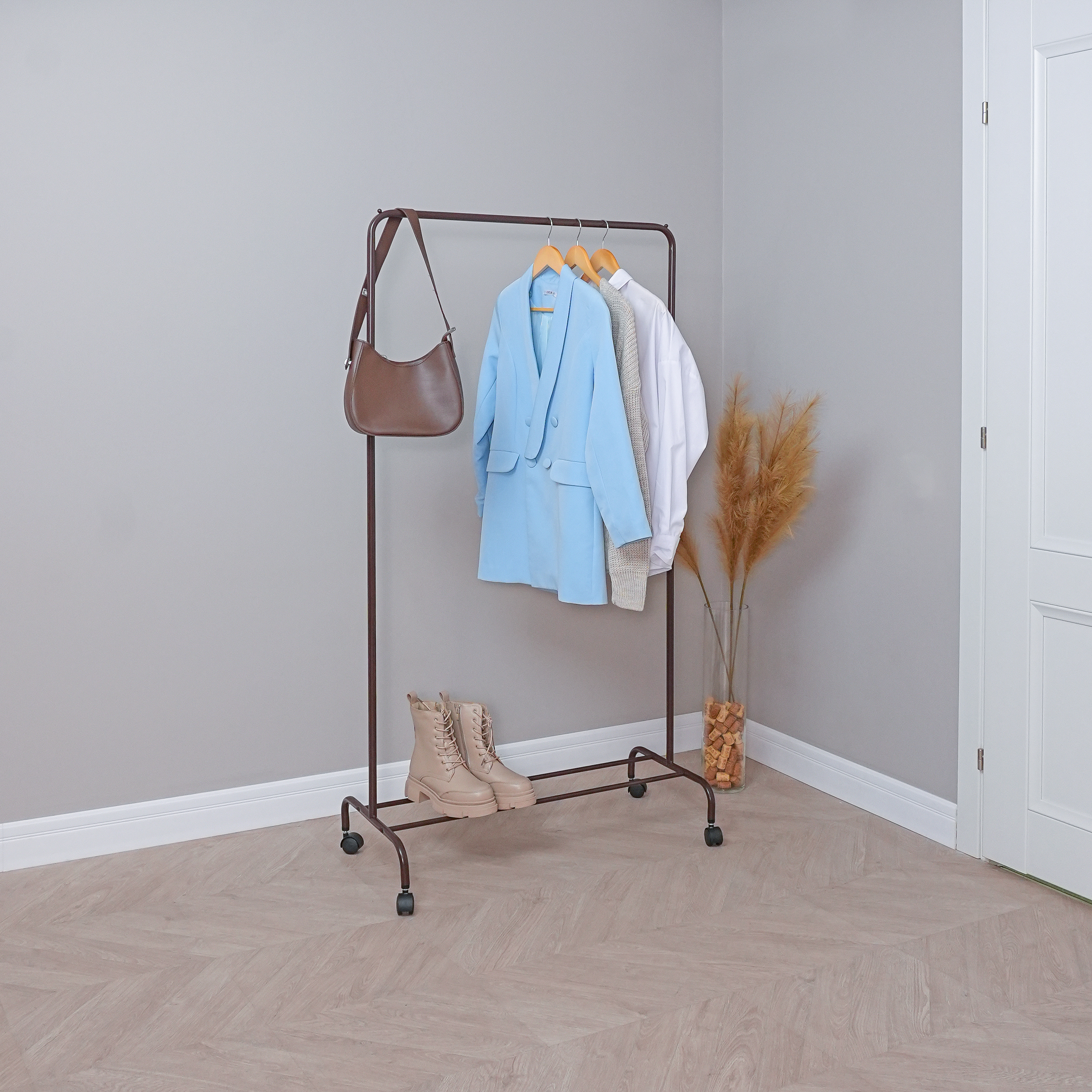 Изображение товара Напольная вешалка Зми Радуга 2 коричневая металлик для одежды и аксессуаров