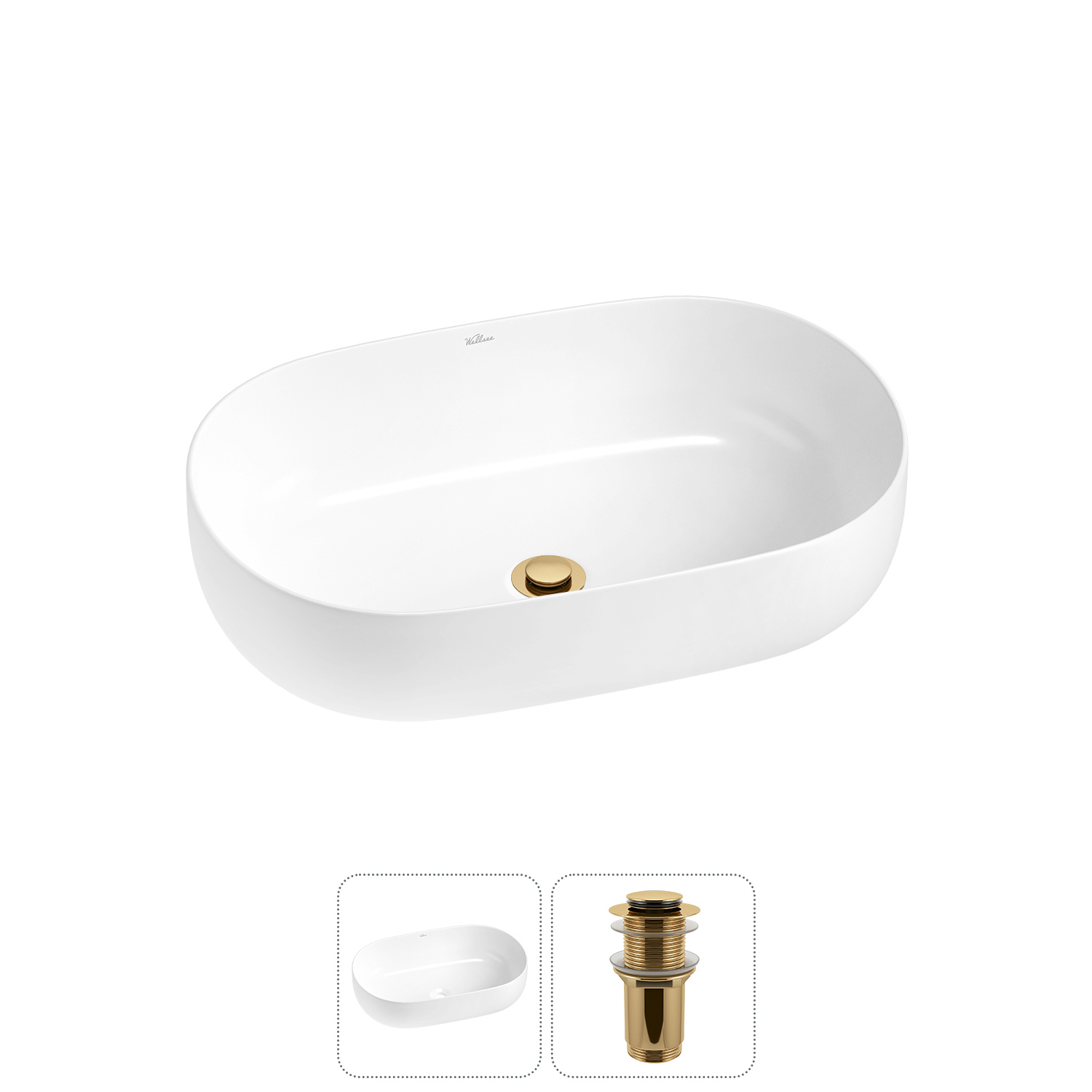 Изображение товара Раковина накладная Wellsee Chic Riviera 48см с донным клапаном для ванной