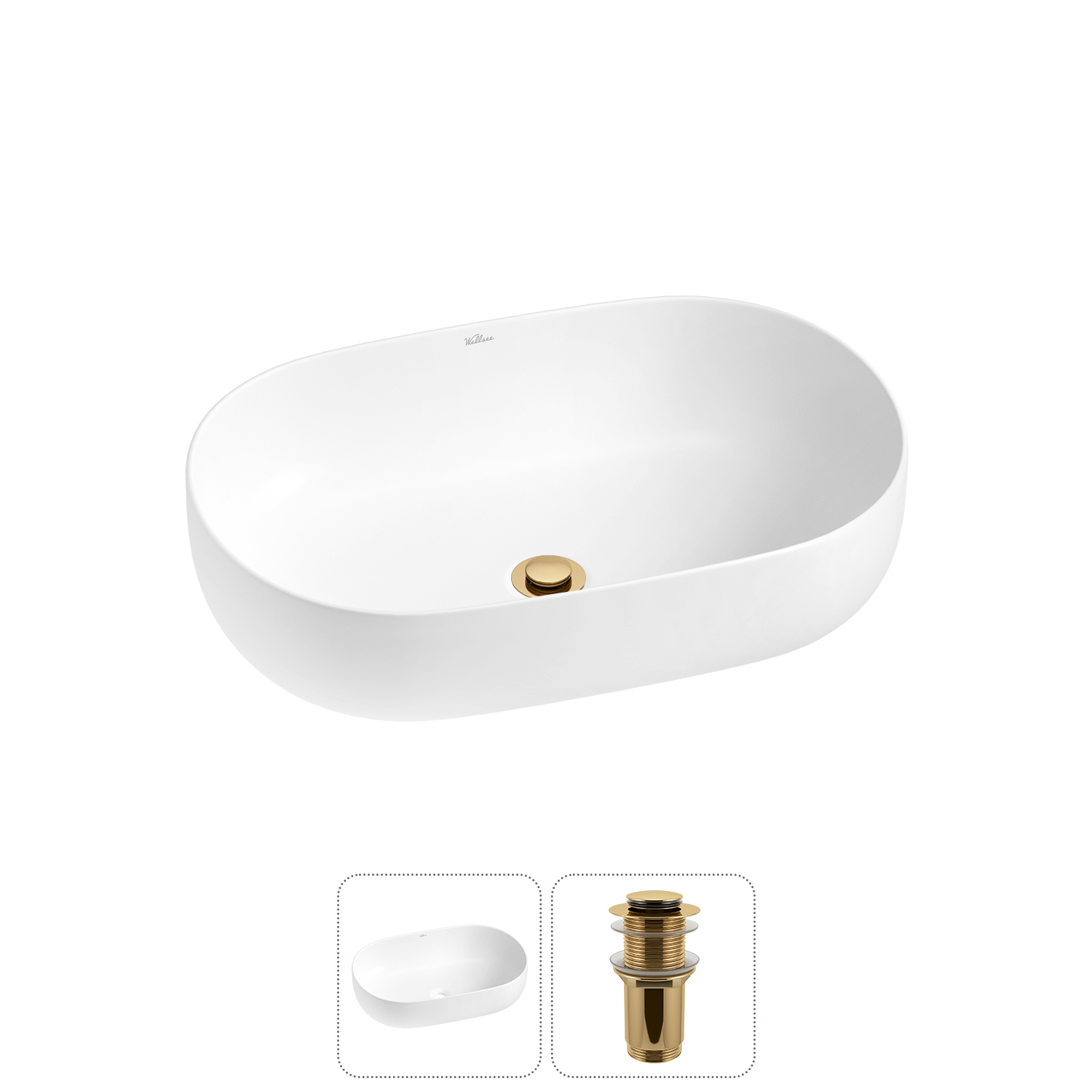 Изображение товара Раковина накладная Wellsee Chic Riviera 48см с донный клапаном 20214705R