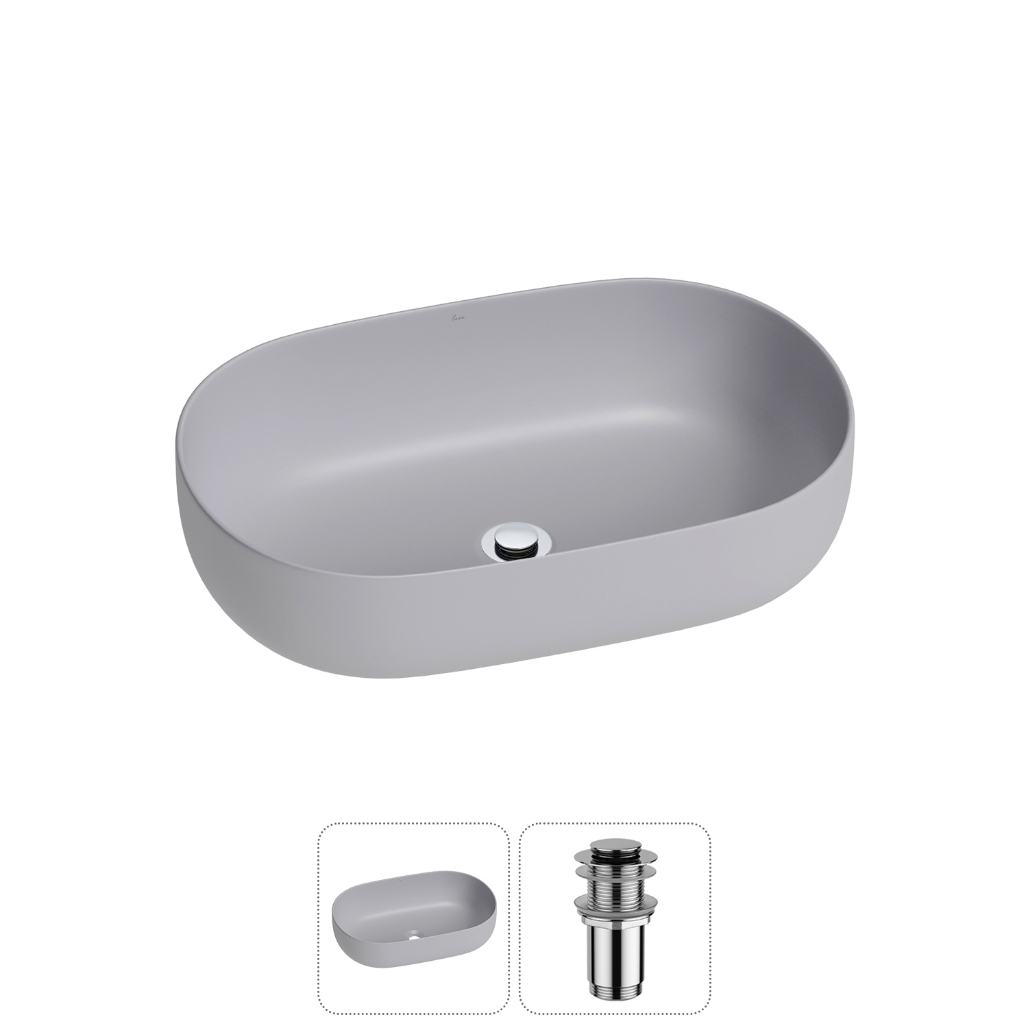 Изображение товара Раковина накладная Wellsee Chic Riviera 48 см с донным клапаном современный дизайн