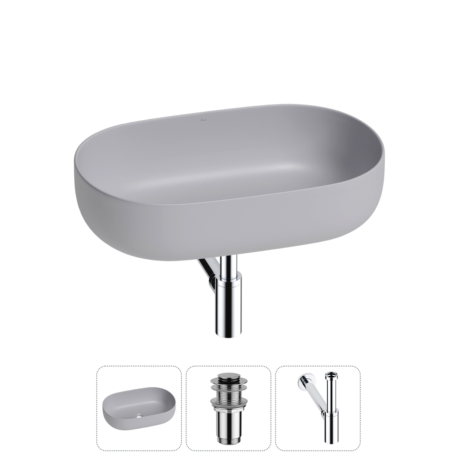 Изображение товара Накладная раковина Wellsee Chic Riviera 48см с донным клапаном и сифоном