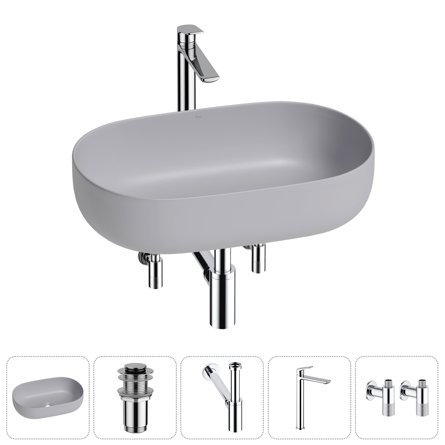 Изображение товара Раковина накладная Wellsee Chic Riviera 60 см с комплектом