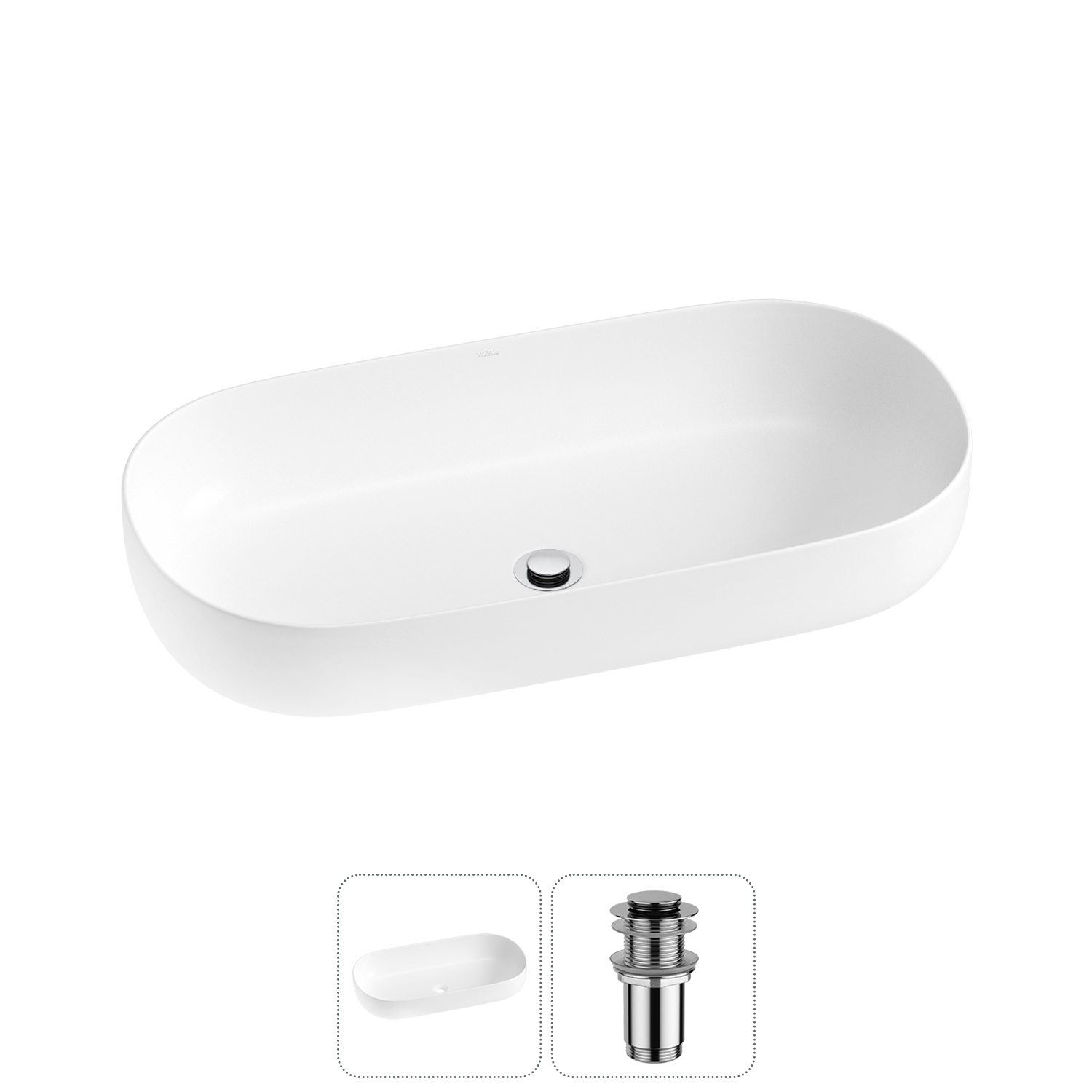 Изображение товара Раковина накладная Wellsee Chic Riviera 80см с донным клапаном Поляша