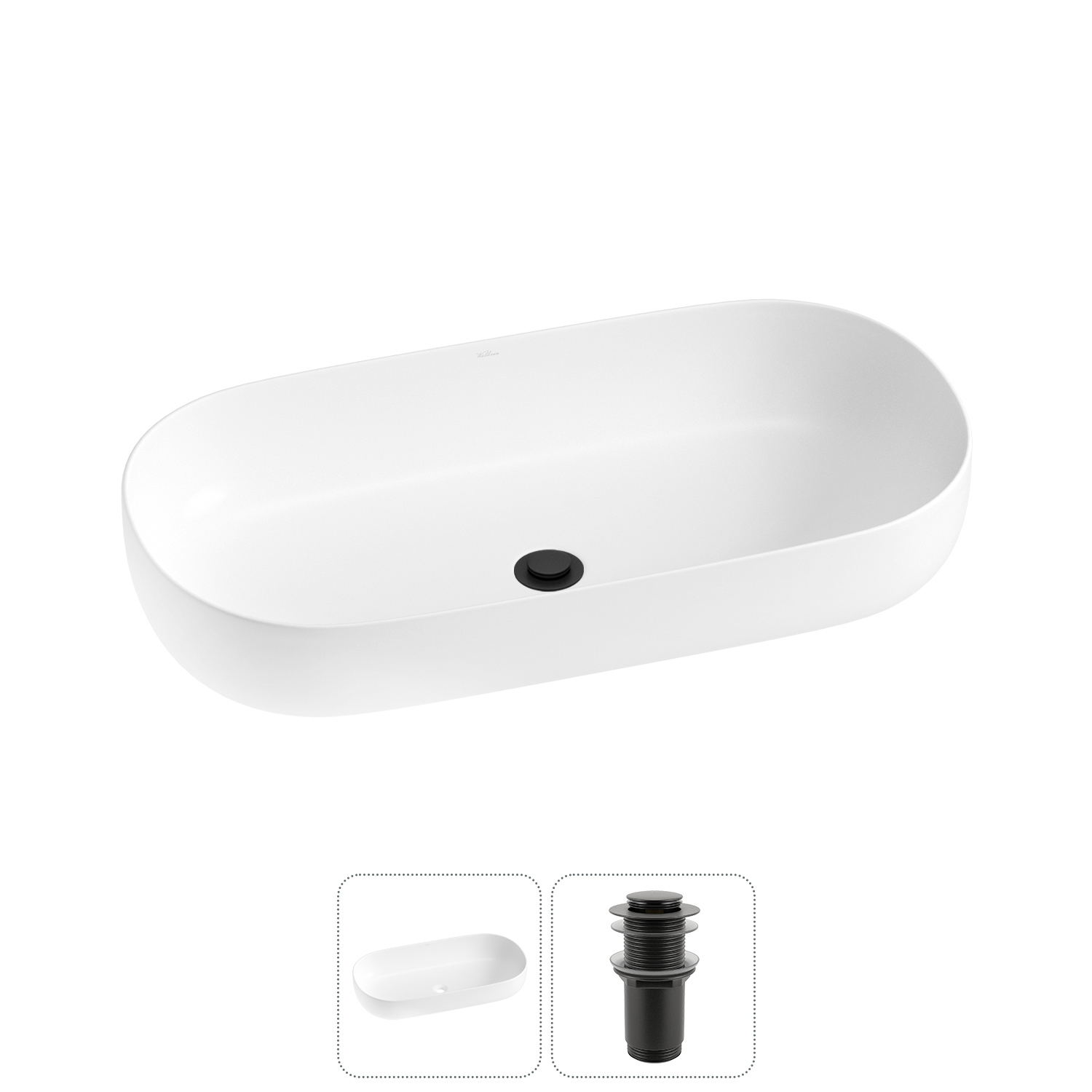 Изображение товара Раковина накладная Wellsee Chic Riviera 80см с донным клапаном