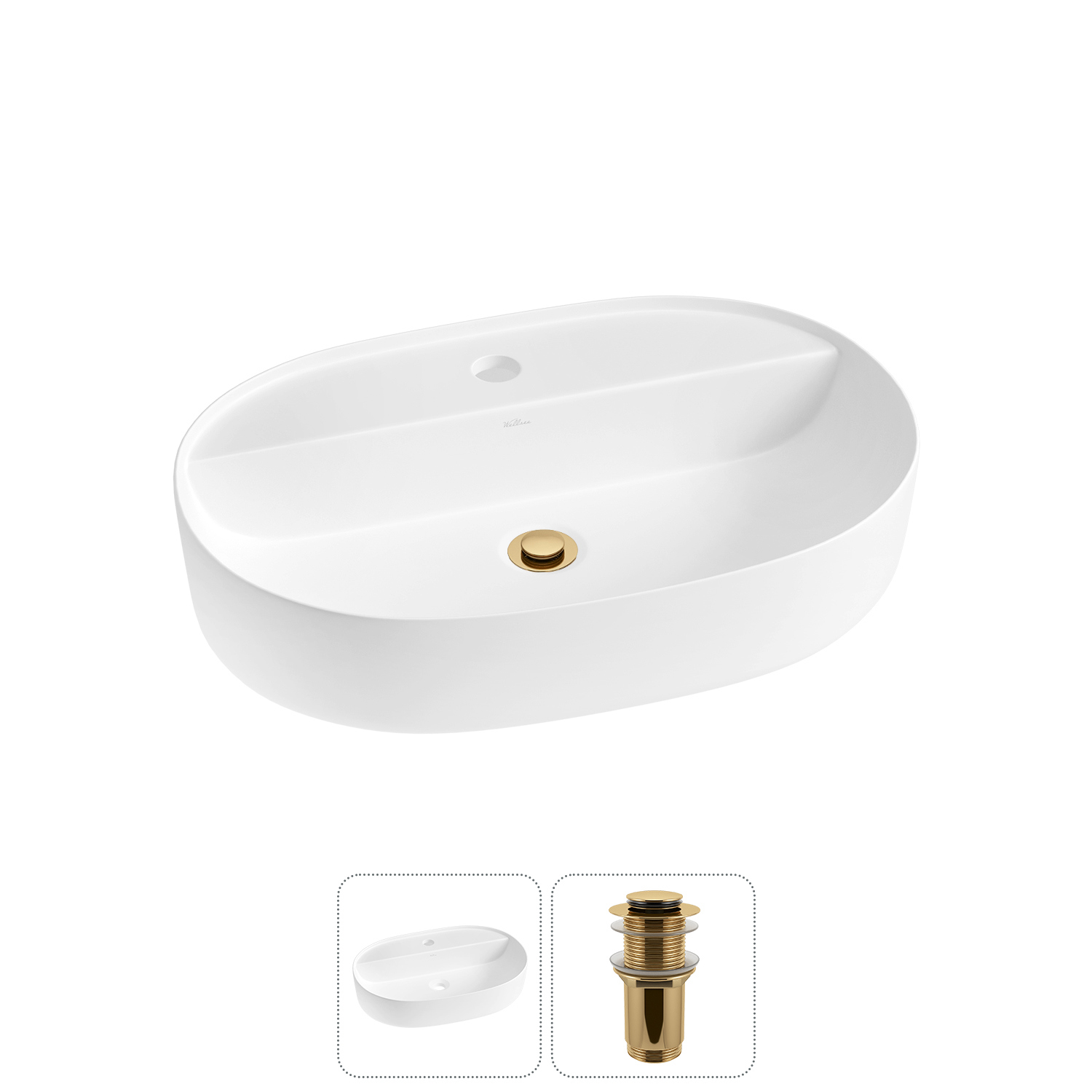 Изображение товара Раковина накладная Wellsee Chic Riviera 50см с донным клапаном