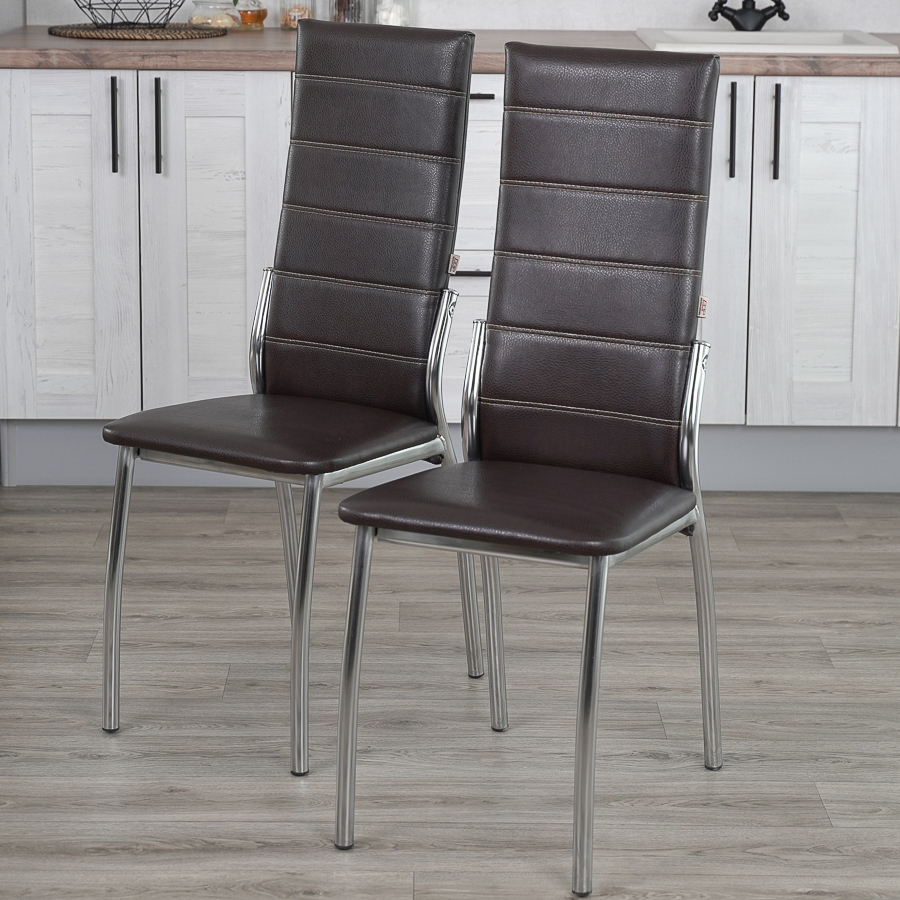 Изображение товара Кухонный стул Frenesie Прага 41x101x37 см эко кожа коричневый набор 2 шт