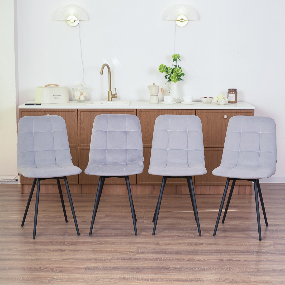 Изображение товара Кухонный стул Frenesie Чили 44x85x41 см велюр серый комплект 4 шт