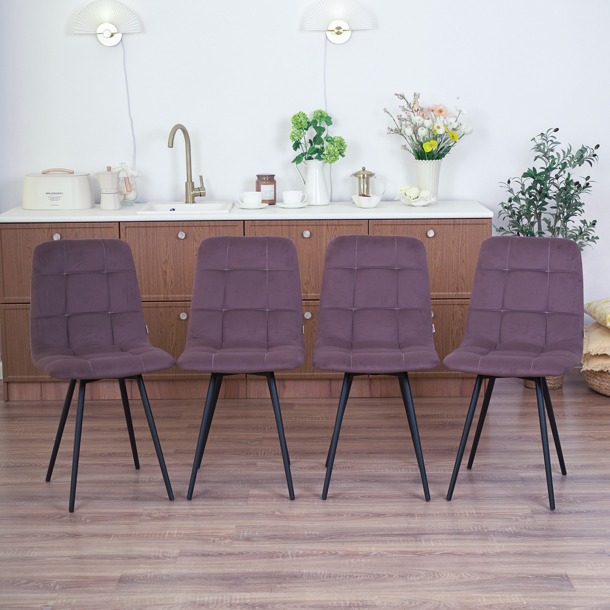 Изображение товара Кухонный стул Frenesie Чили 44x85x41 см велюр цвет шоколад 4 шт