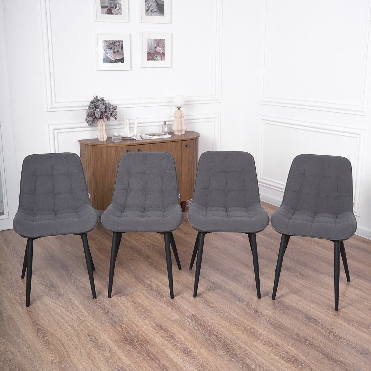 Изображение товара Кухонный стул Frenesie Бостон 53x83x51 см велюр цвет пепельно-серый 4 шт