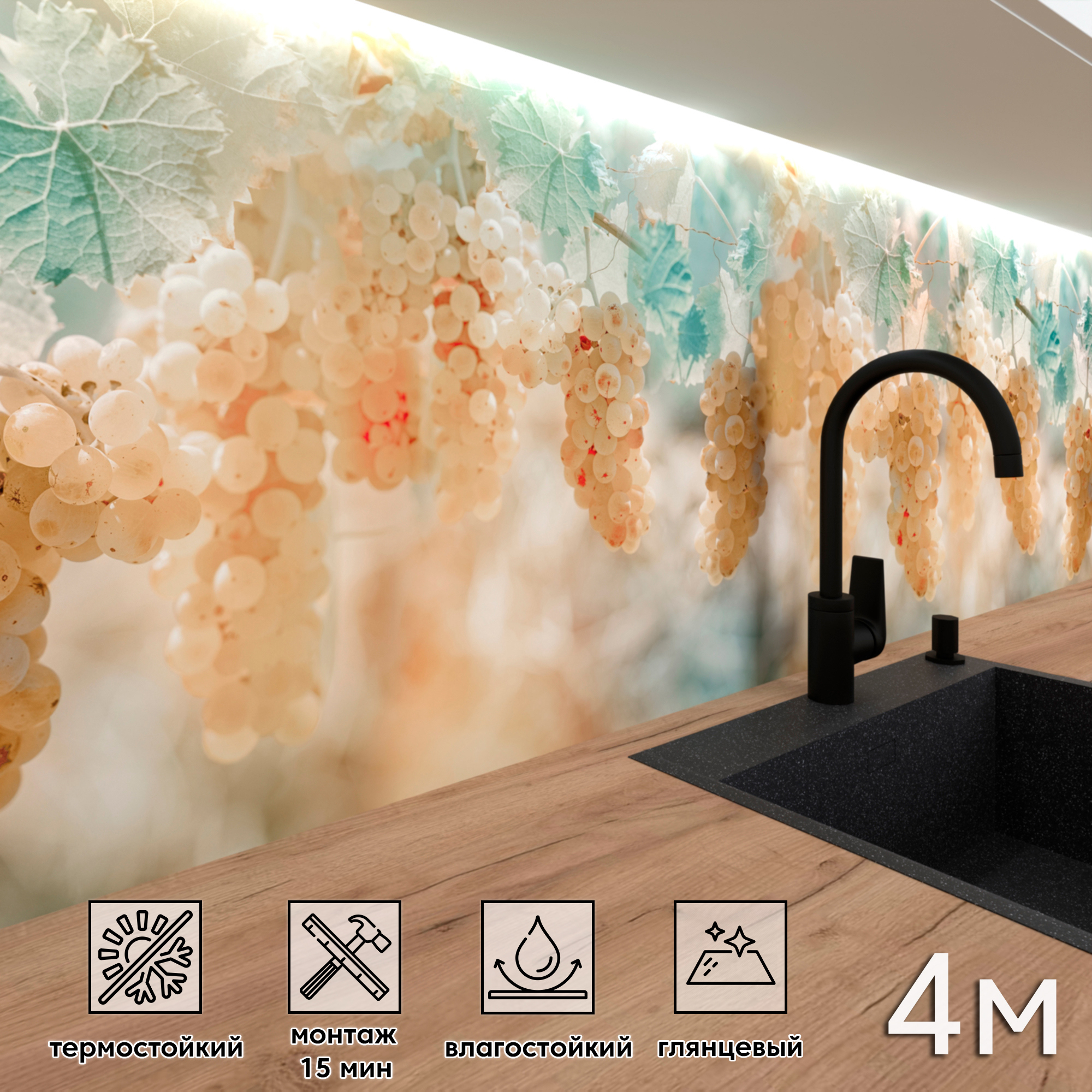 Изображение товара Стеновая панель Фартукофф ФФ - 492 400x60 см ПВХ глянцевая разноцветная