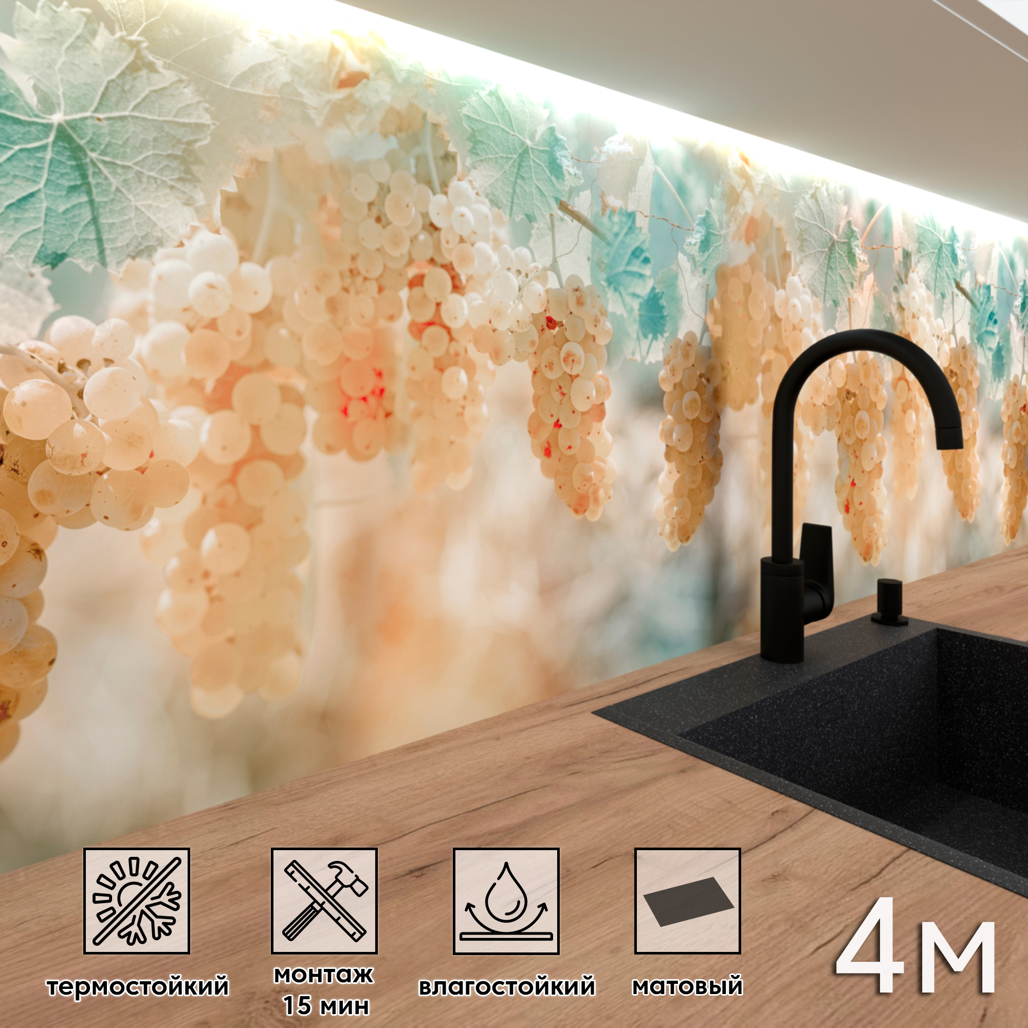 Изображение товара Стеновая панель матовая Фартукофф ФФ 492 400x60 см ПВХ разноцветная