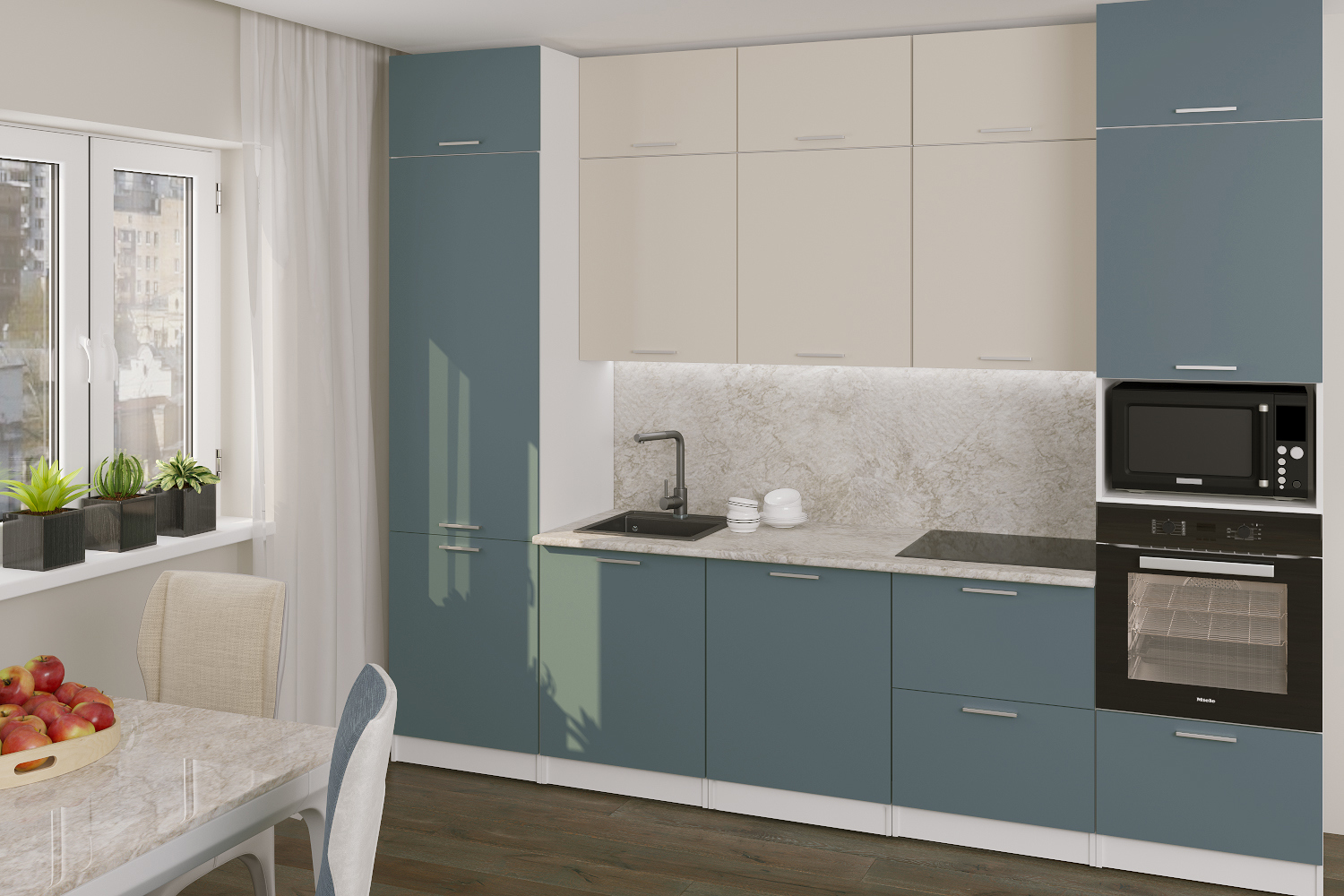 Изображение товара Кухонный гарнитур Глория Экстра 300x243 см сине-зеленый