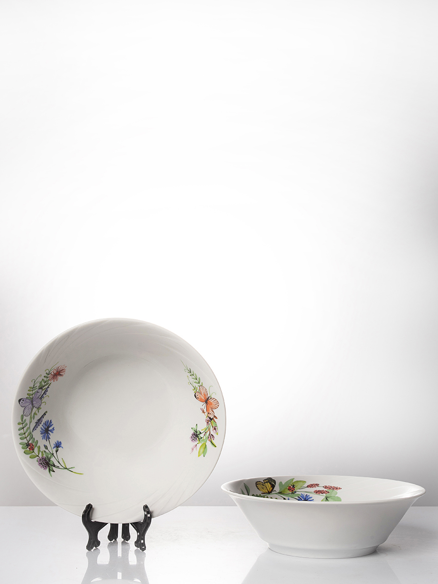 Изображение товара Двухкомплект глубоких фарфоровых тарелок Нимфа Добрушский фарфоровый завод 22.5 см