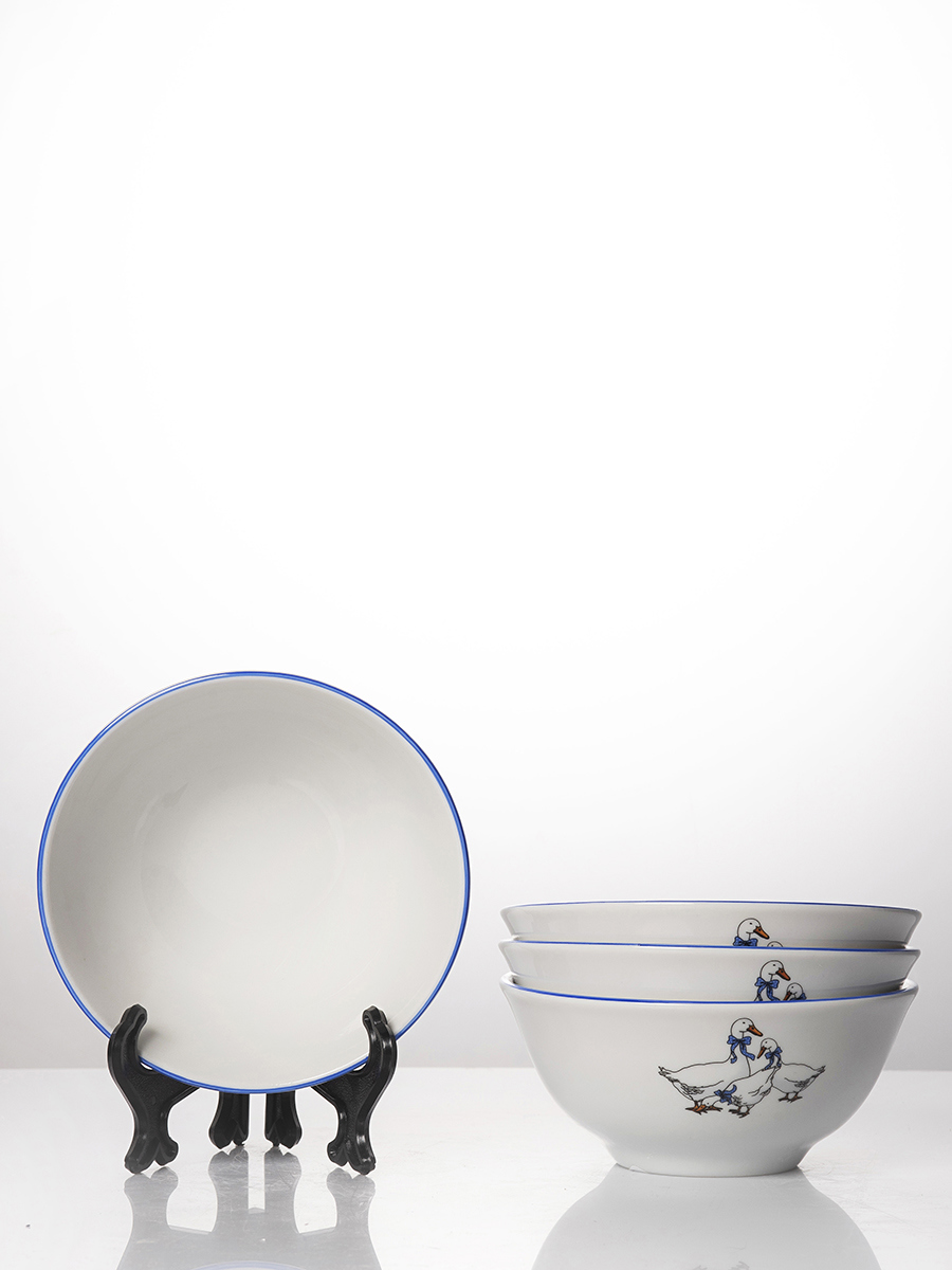 Изображение товара Тарелка глубокая 12.1 см Добрушский фарфоровый завод 2c0870/4 Фарфор цвет гуси отводка