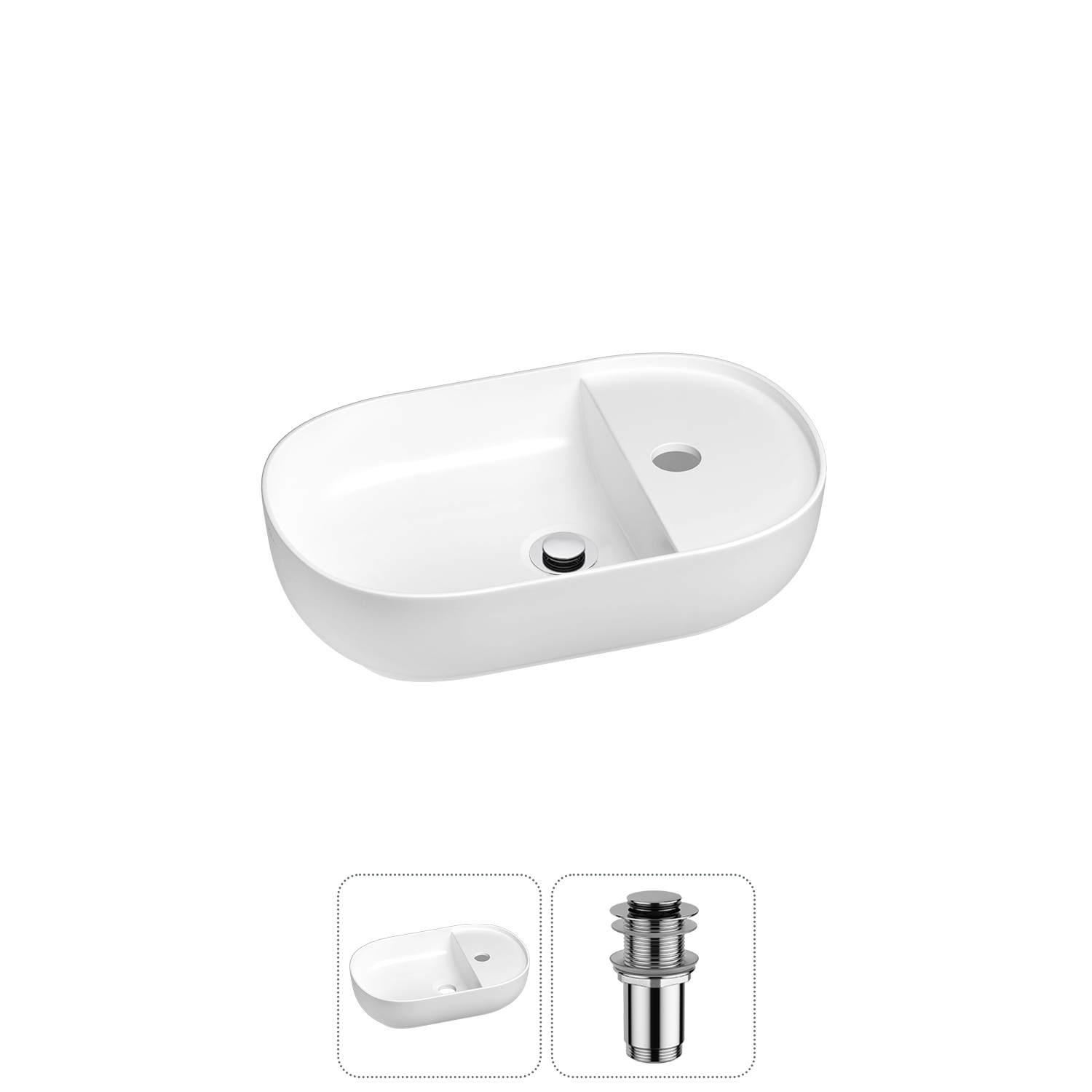 Изображение товара Раковина накладная Wellsee WC Area 43 см с донным клапаном