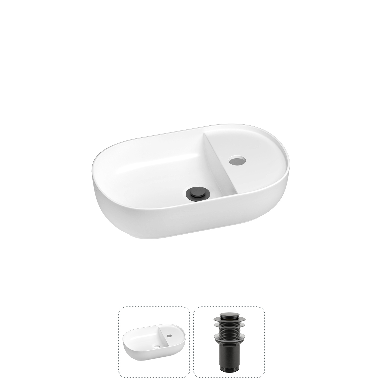 Изображение товара Раковина накладная Wellsee WC Area 43см с донный клапаном 20212094R