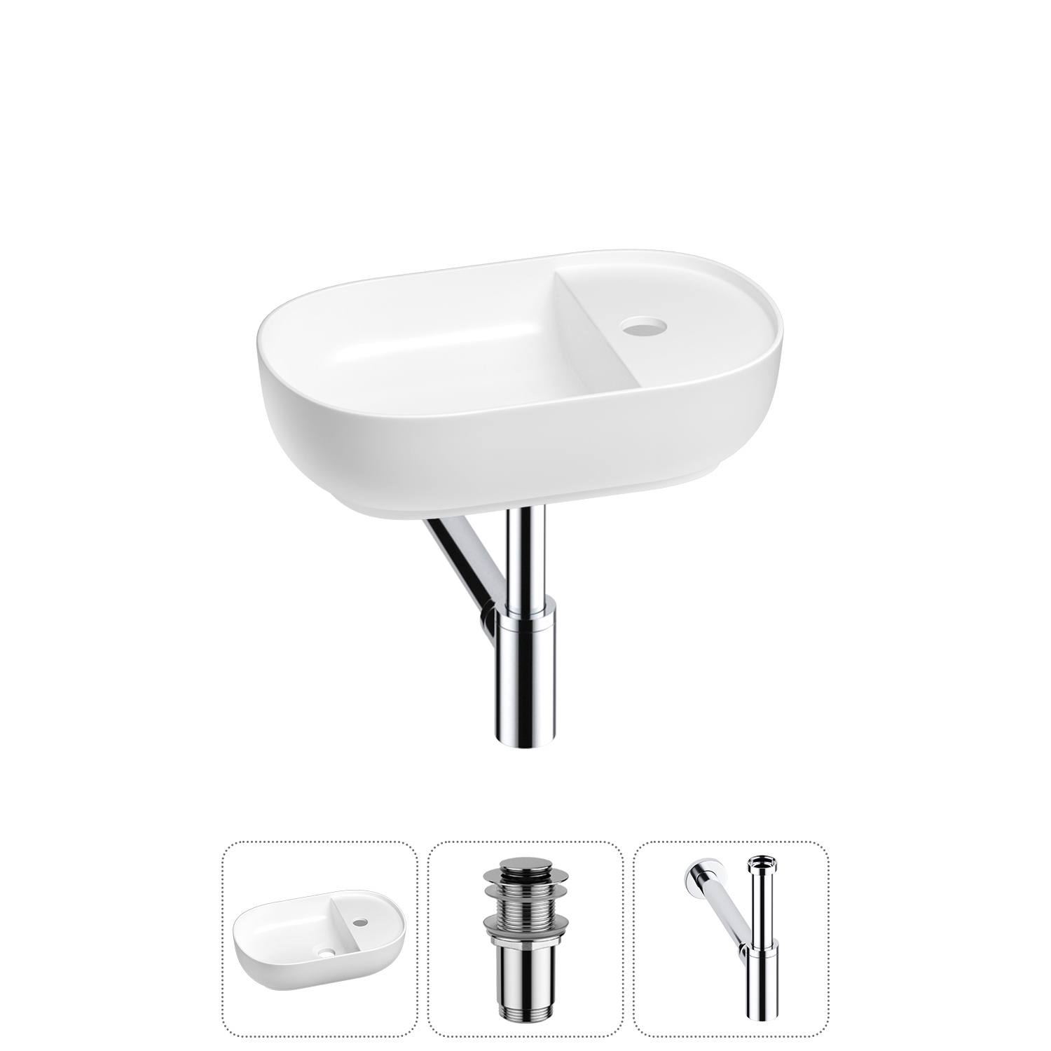 Изображение товара Раковина накладная Wellsee WC Area 43см с донным клапаном и сифоном