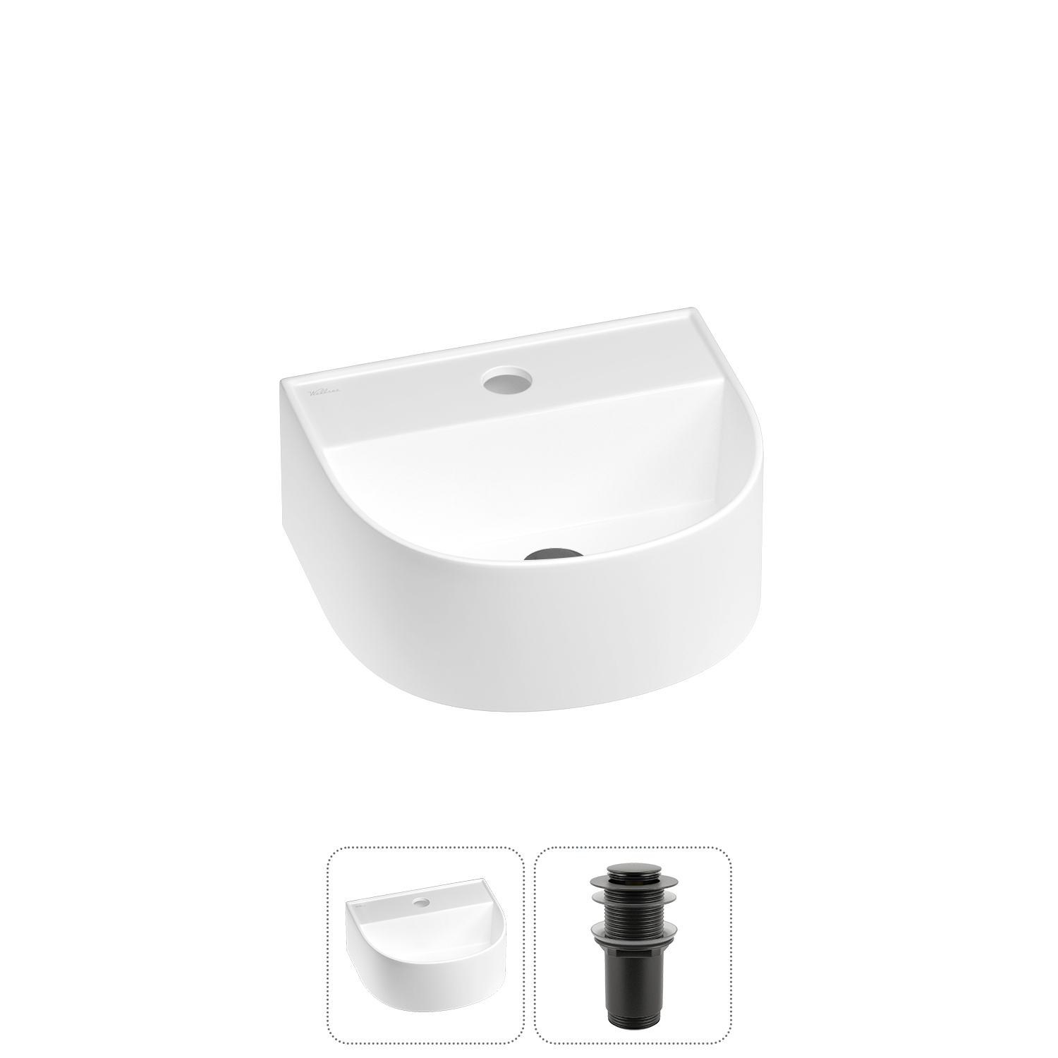 Изображение товара Мини раковина Wellsee WC Area 32см с донным клапаном белая глянцевая