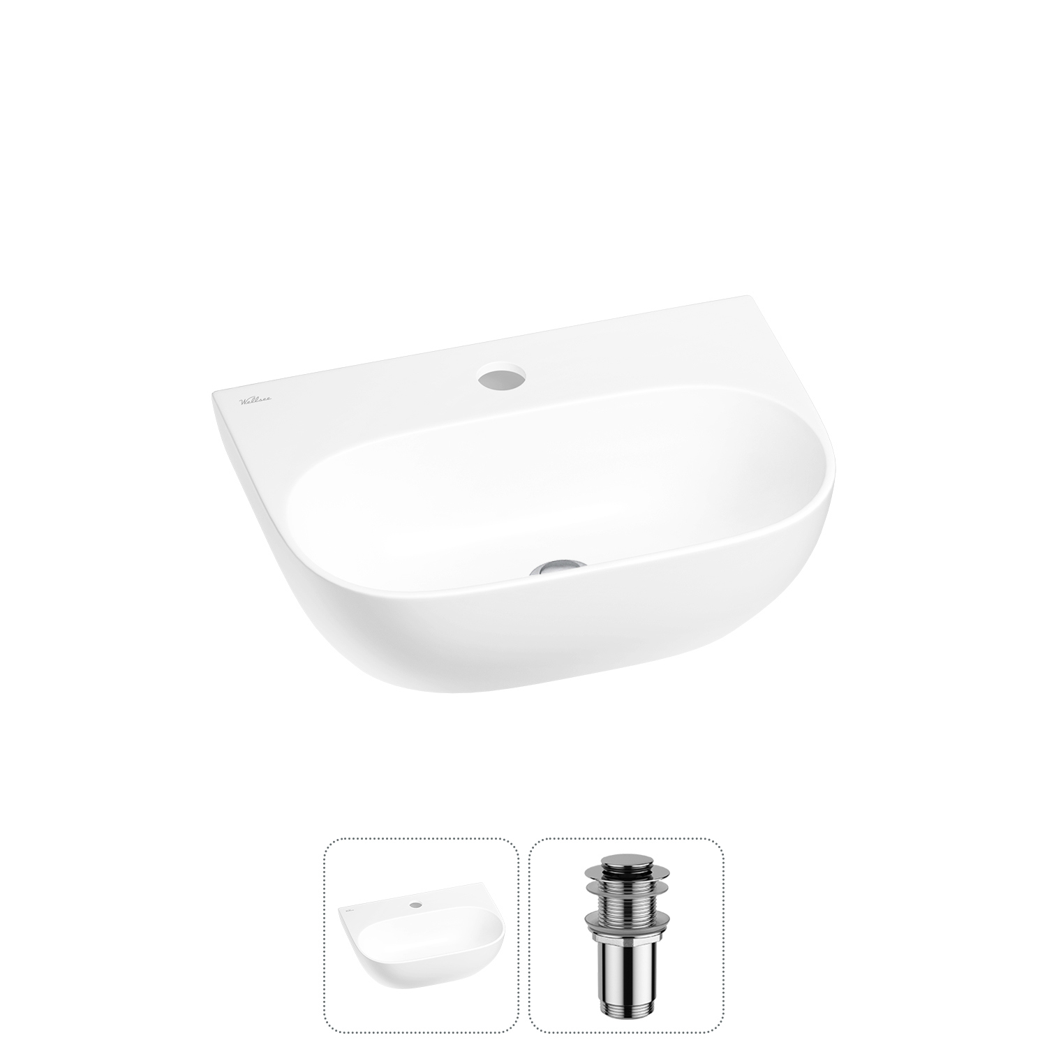 Изображение товара Раковина мини Wellsee WC Area 42см с донным клапаном для ванной комнаты