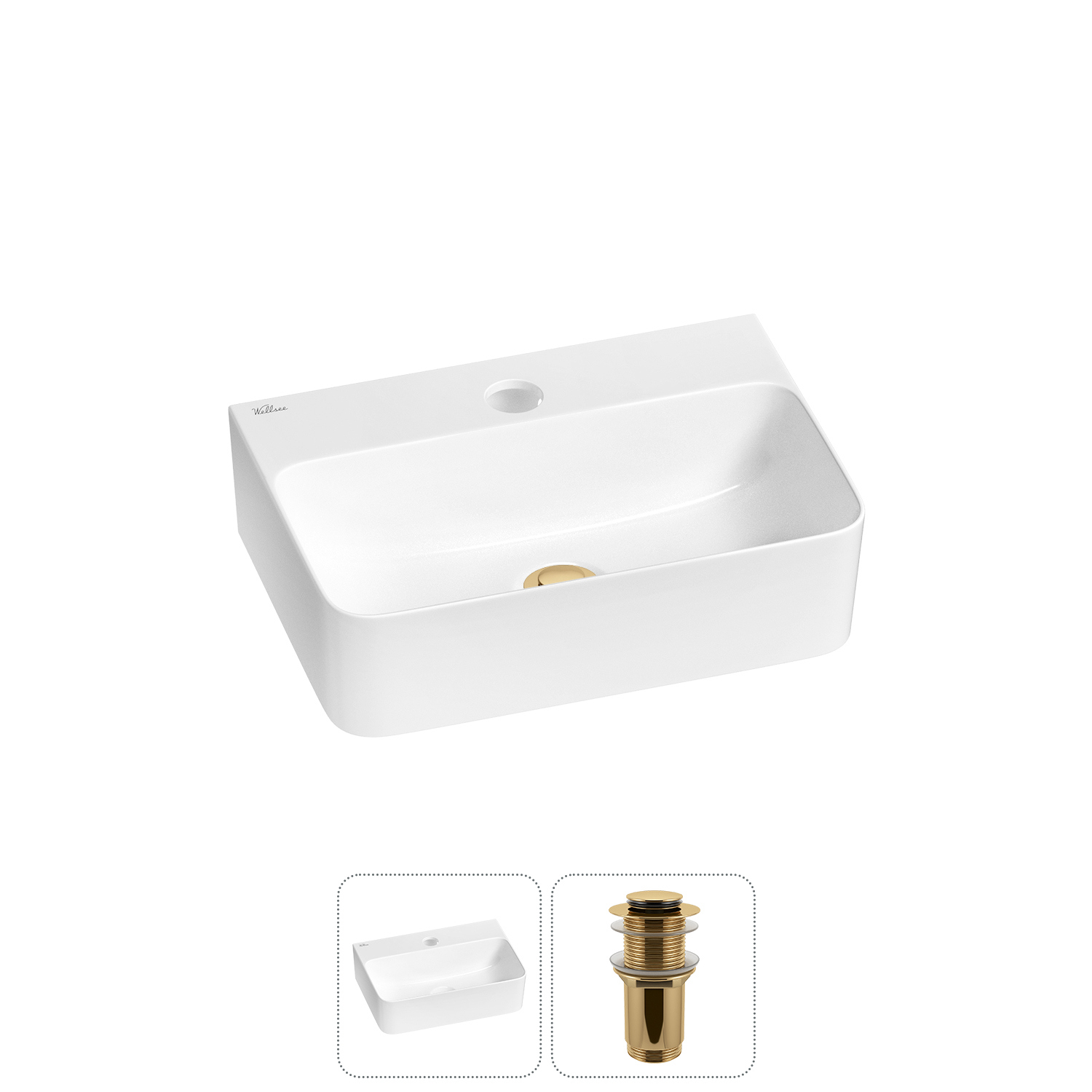 Изображение товара Раковина мини Wellsee WC Area 37см с донным клапаном современное решение