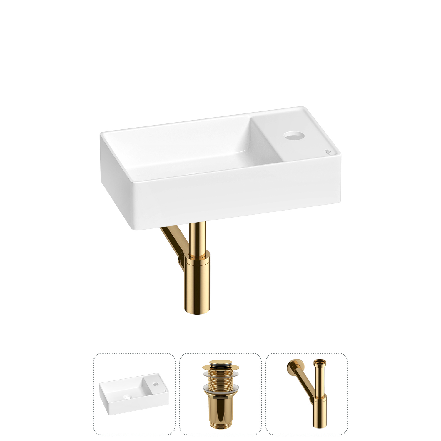 Изображение товара Раковина мини Wellsee WC Area 41 см с сифоном и донным клапаном