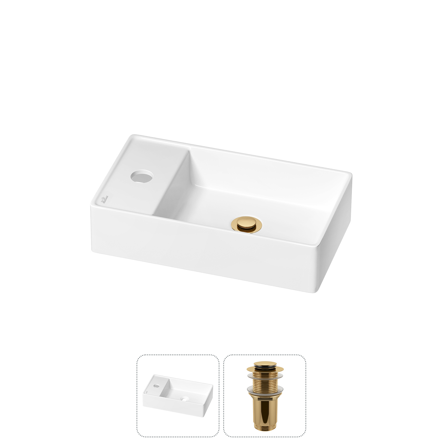 Изображение товара Раковина мини Wellsee WC Area 41 см с донным клапаном