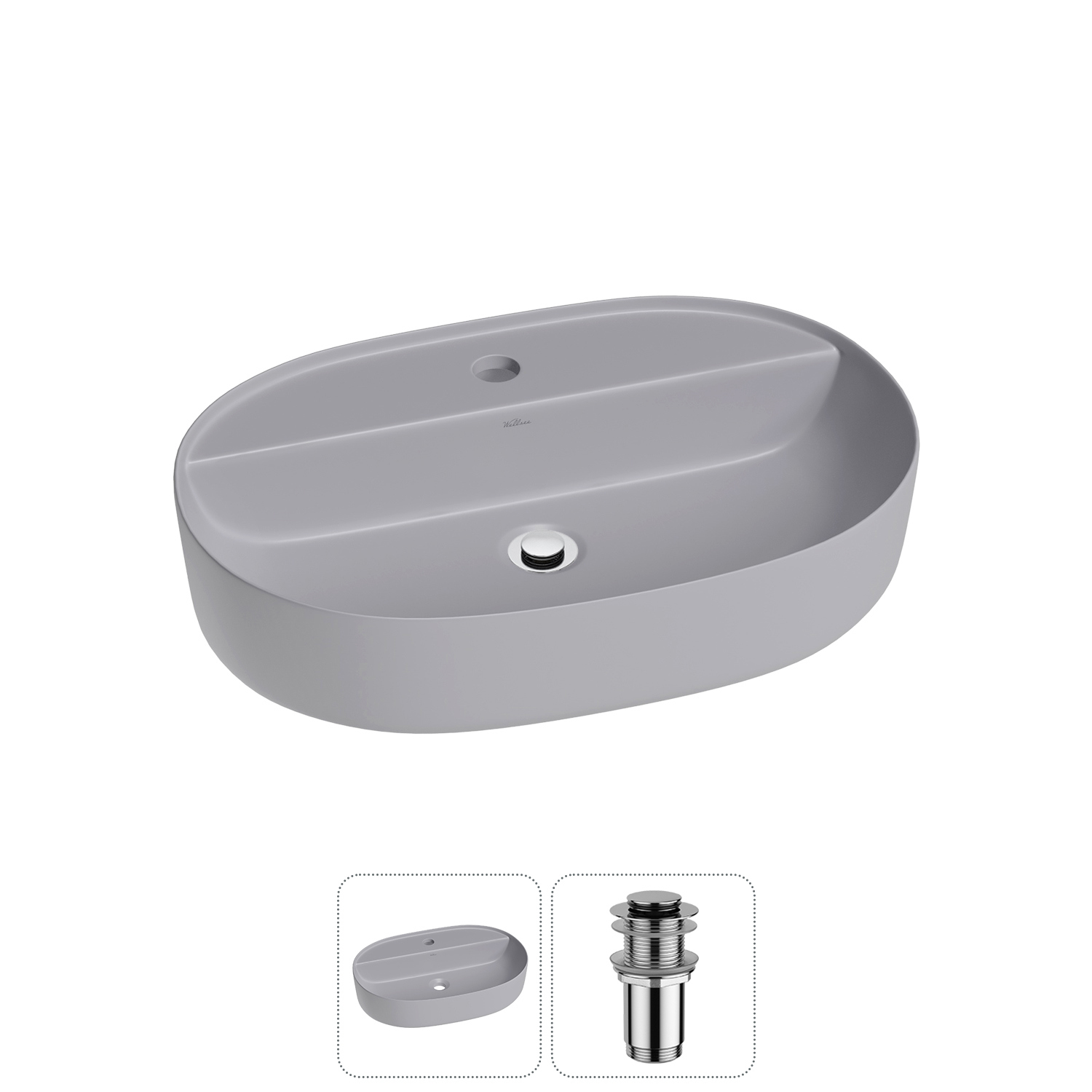 Изображение товара Накладная раковина Wellsee Chic Riviera 60 см с донным клапаном