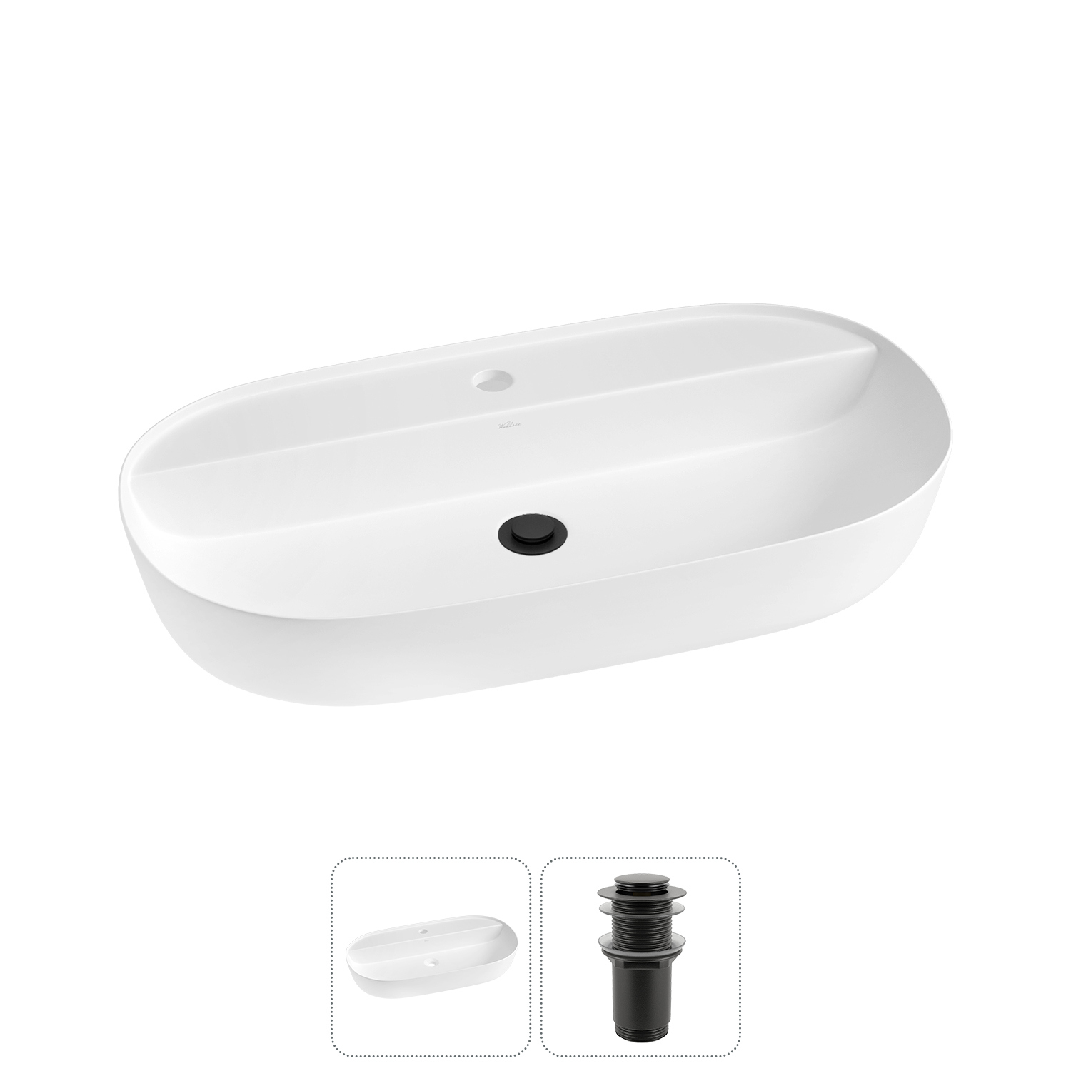 Изображение товара Раковина накладная Wellsee Chic Riviera 80см с донным клапаном