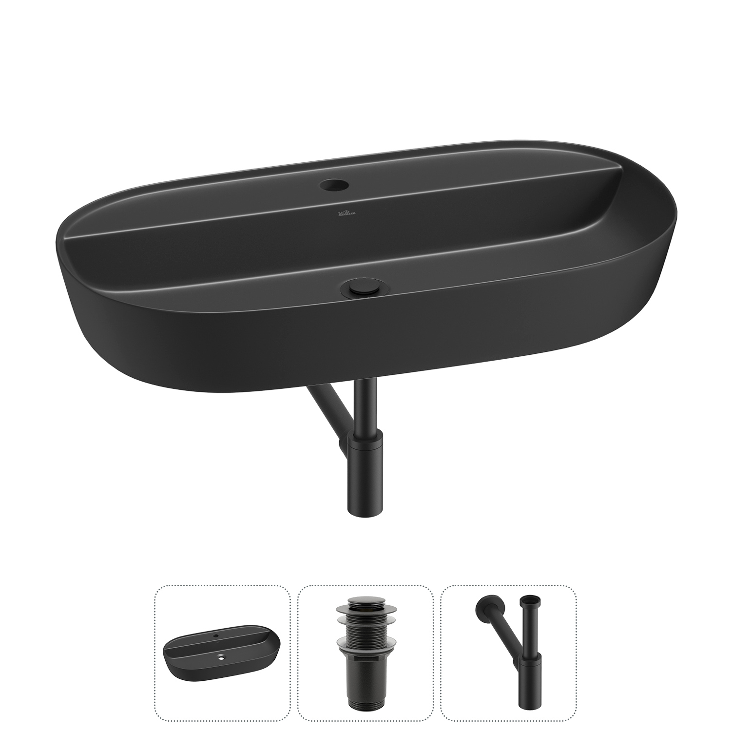 Изображение товара Раковина накладная Wellsee Chic Riviera 80см с донный клапаным и сифоном 20214947R