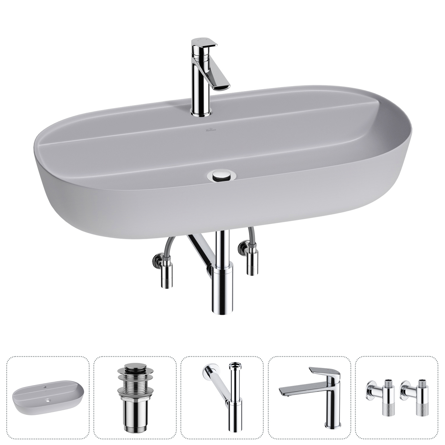 Изображение товара Накладная керамическая раковина Wellsee Chic Riviera 80см с комплектом